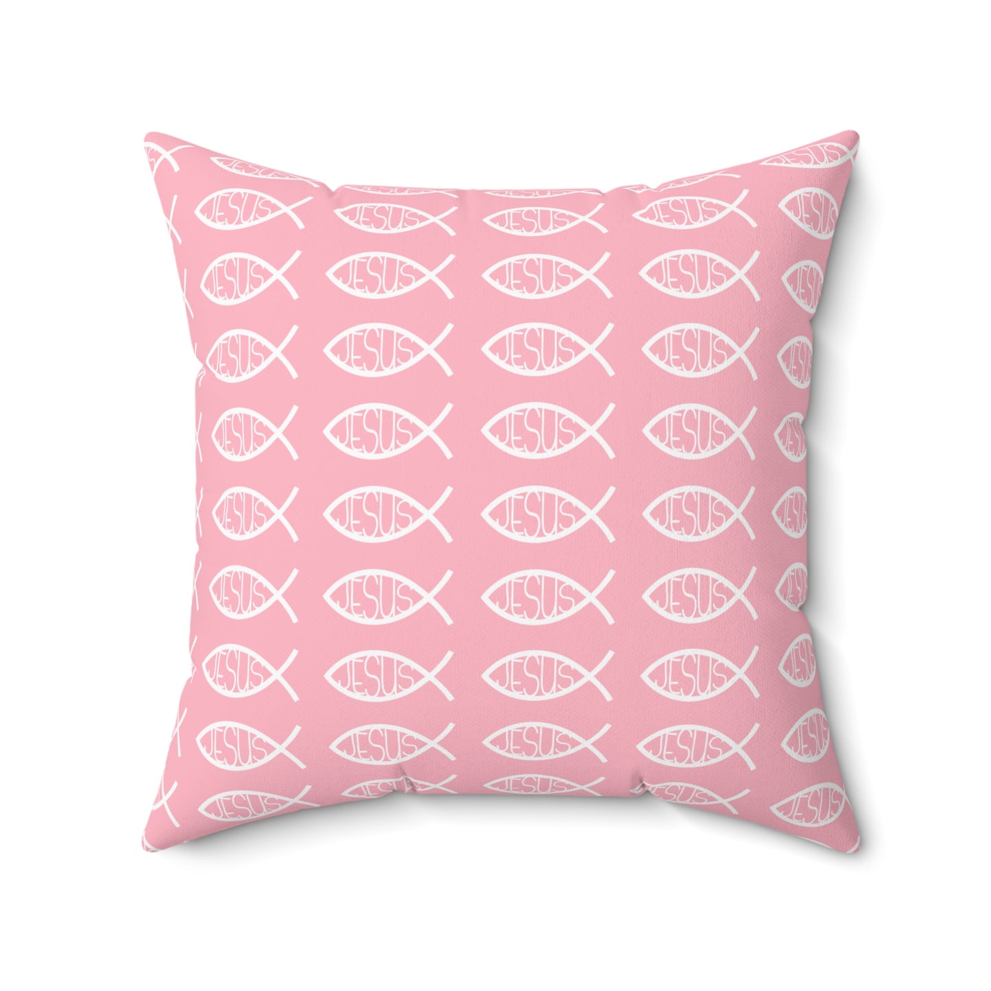 Pink Decorative Throw Pillow - Jesus Fish Matching Design