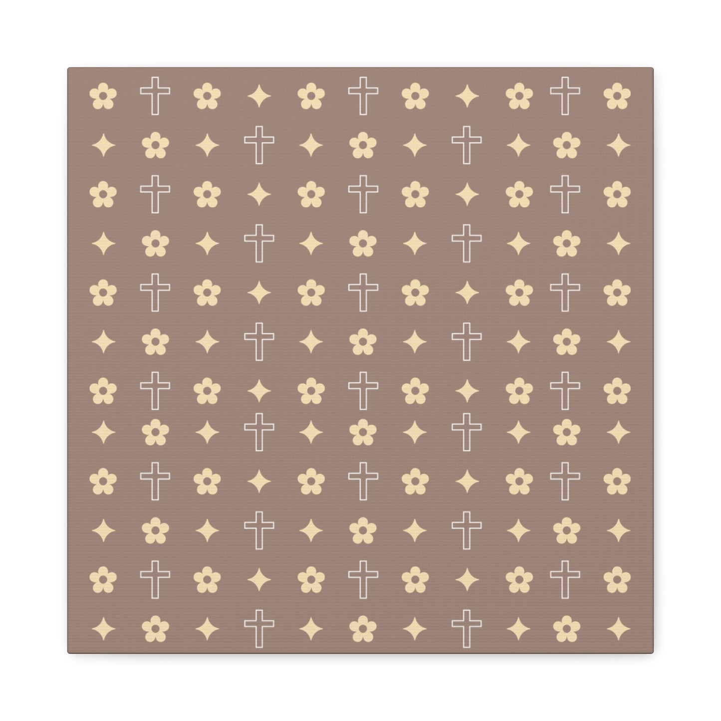 Wall Art Canvas - Mocha Cream Daisy Cross Print