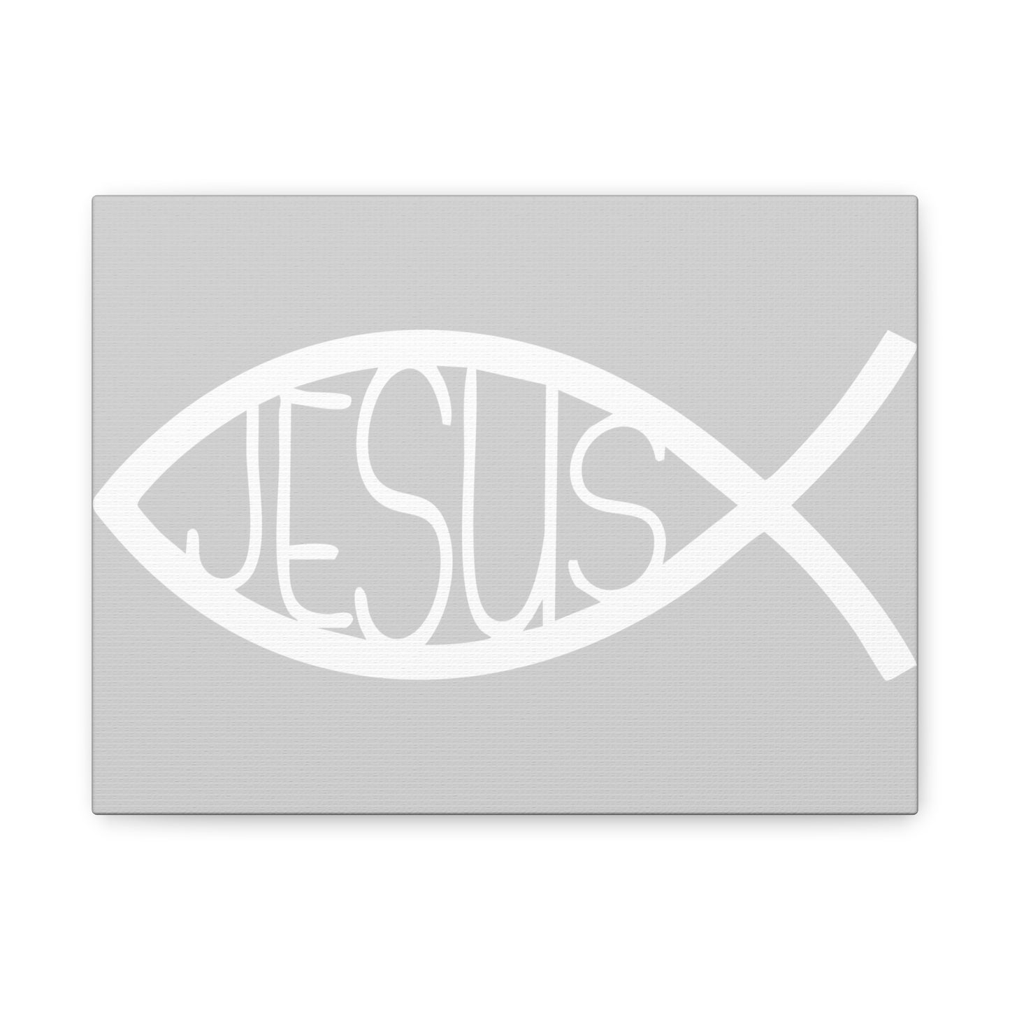 Grey and WhiteJesus Fish - Wall Art Canvas