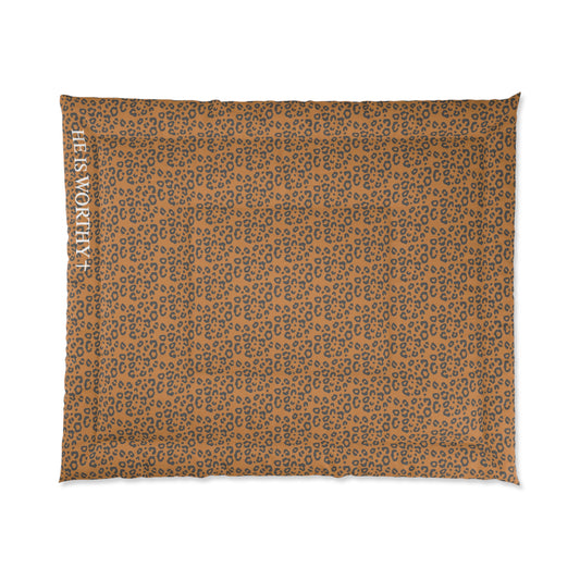 Warm and Cozy Leopard Print Comforter – He is Worthy Design, Bedroom Decor, Gift for Her, Home Essentials, Spiritual Comfort