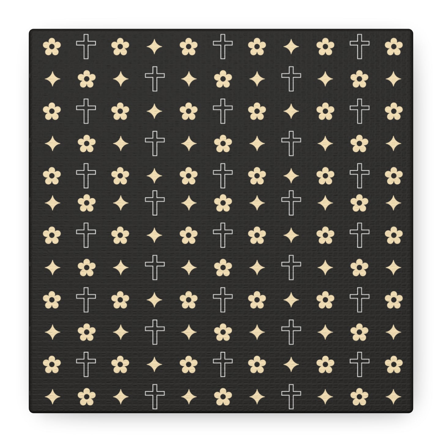 Wall Art Canvas - Black and White Daisy Cross Print