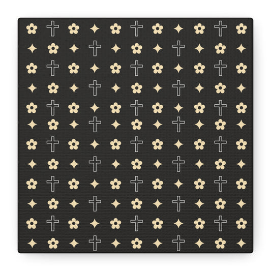 Wall Art Canvas - Black and White Daisy Cross Print