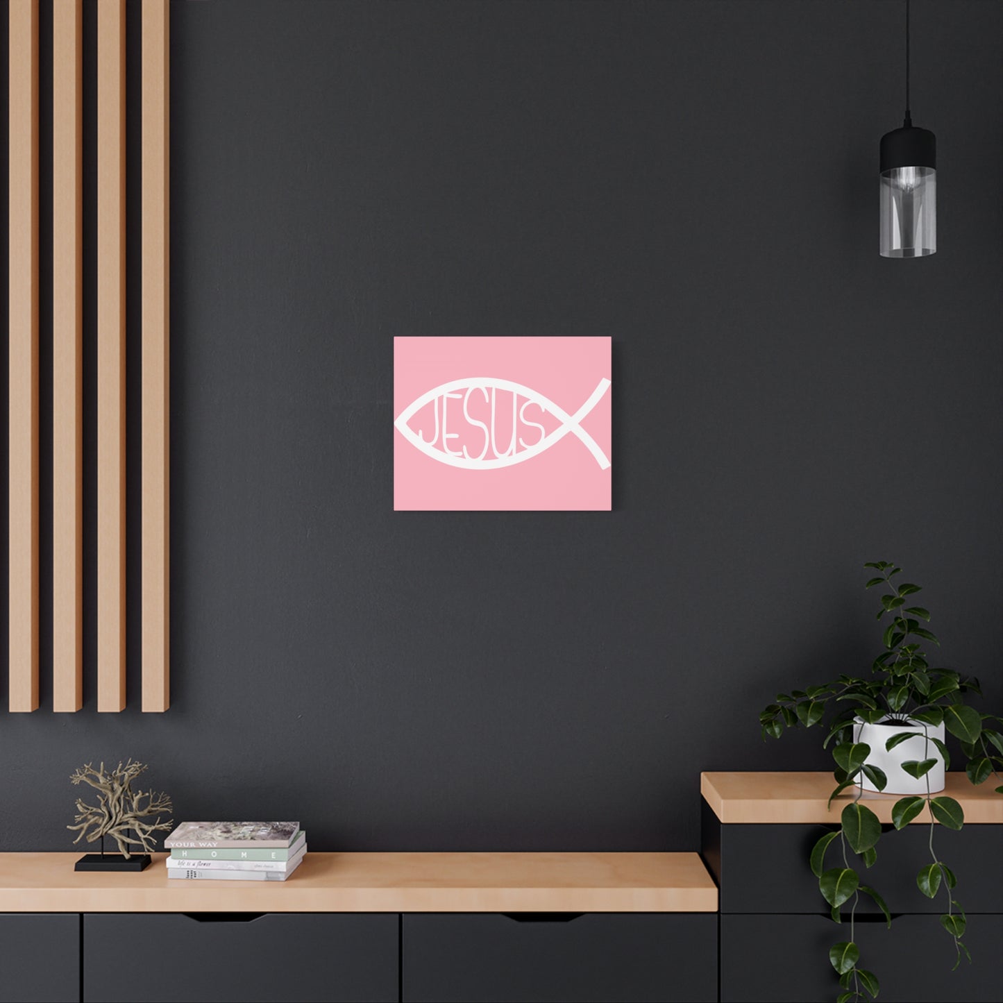 Pink Jesus Fish - Wall Art Canvas