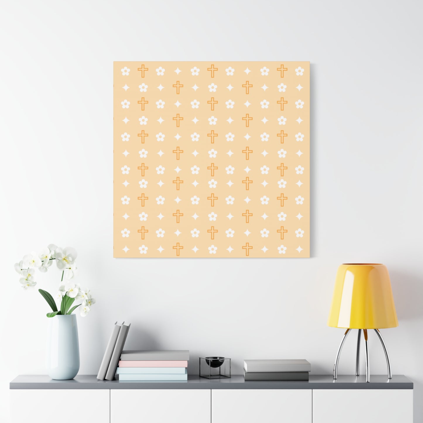 Wall Art Canvas - Creamsicle Daisy Cross Print