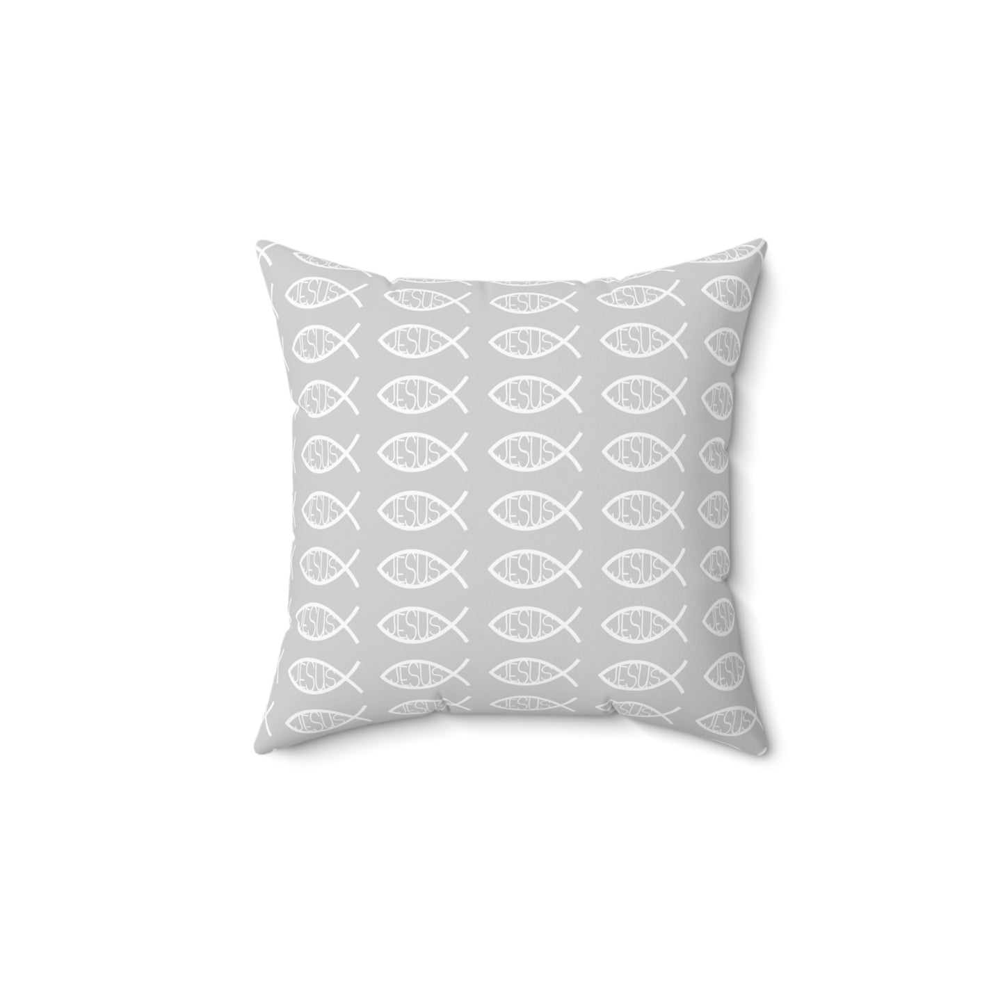 Decorative Throw Pillow - Grey and White Jesus Fish Matching Design