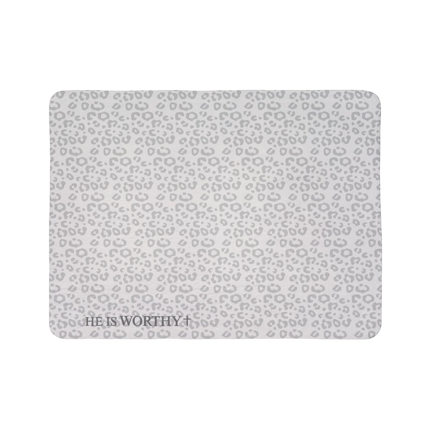 Light Grey Worthy Leopard Cozy Fleece Sherpa Blanket