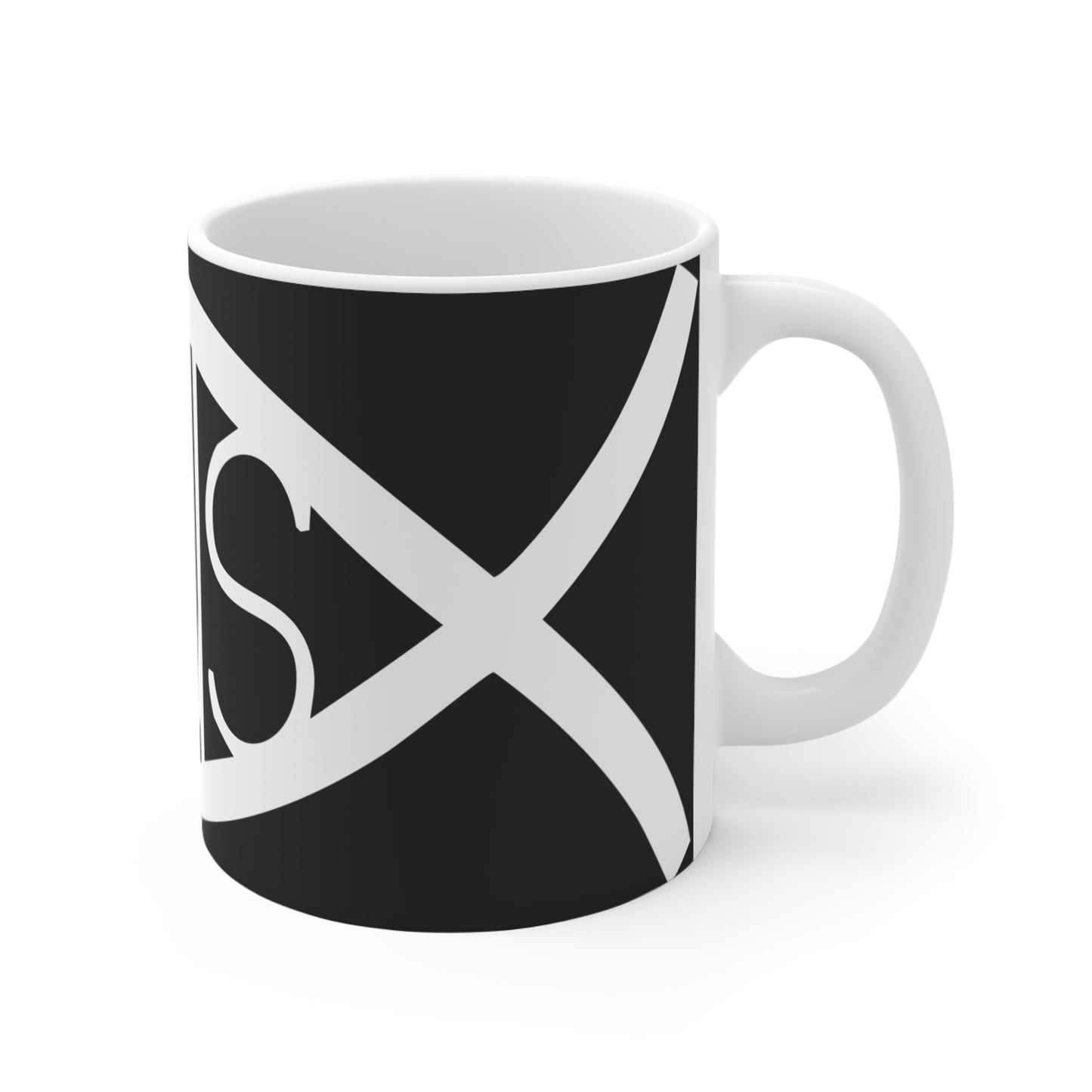 Black and White Jesus Fish Mug - 11oz Ceramic Coffee Cup