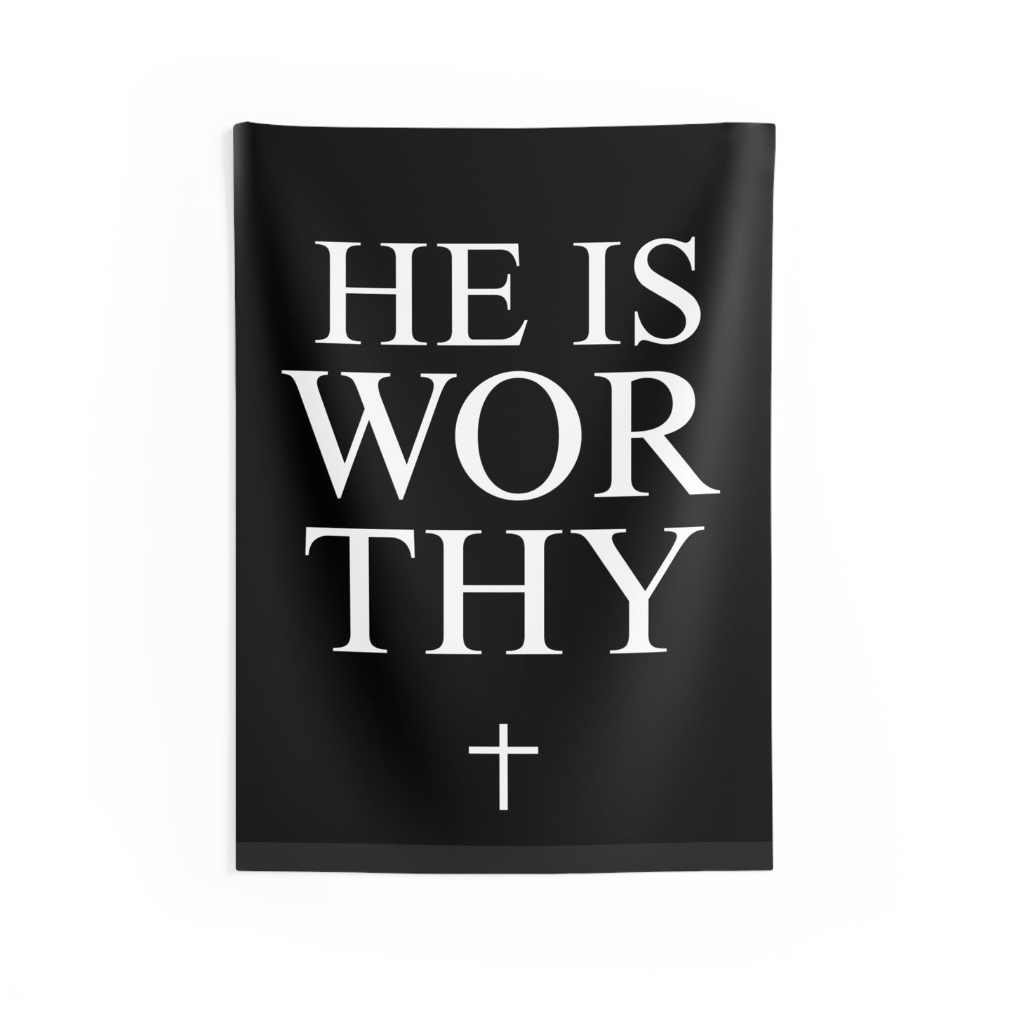 Motivational Indoor Wall Tapestry - Black and White "He is Worthy"
