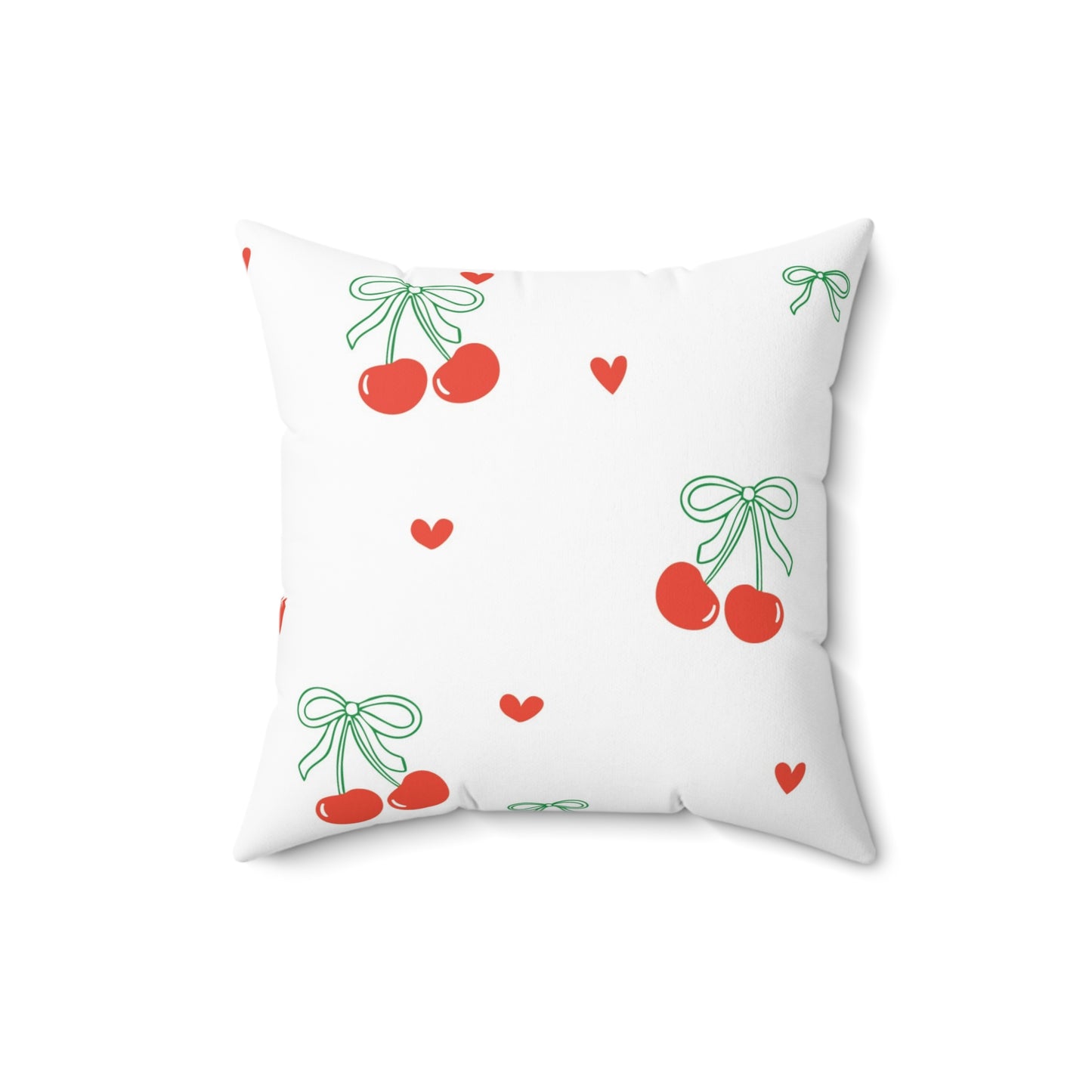 Decorative Throw Pillow - Bows + Cherries Print