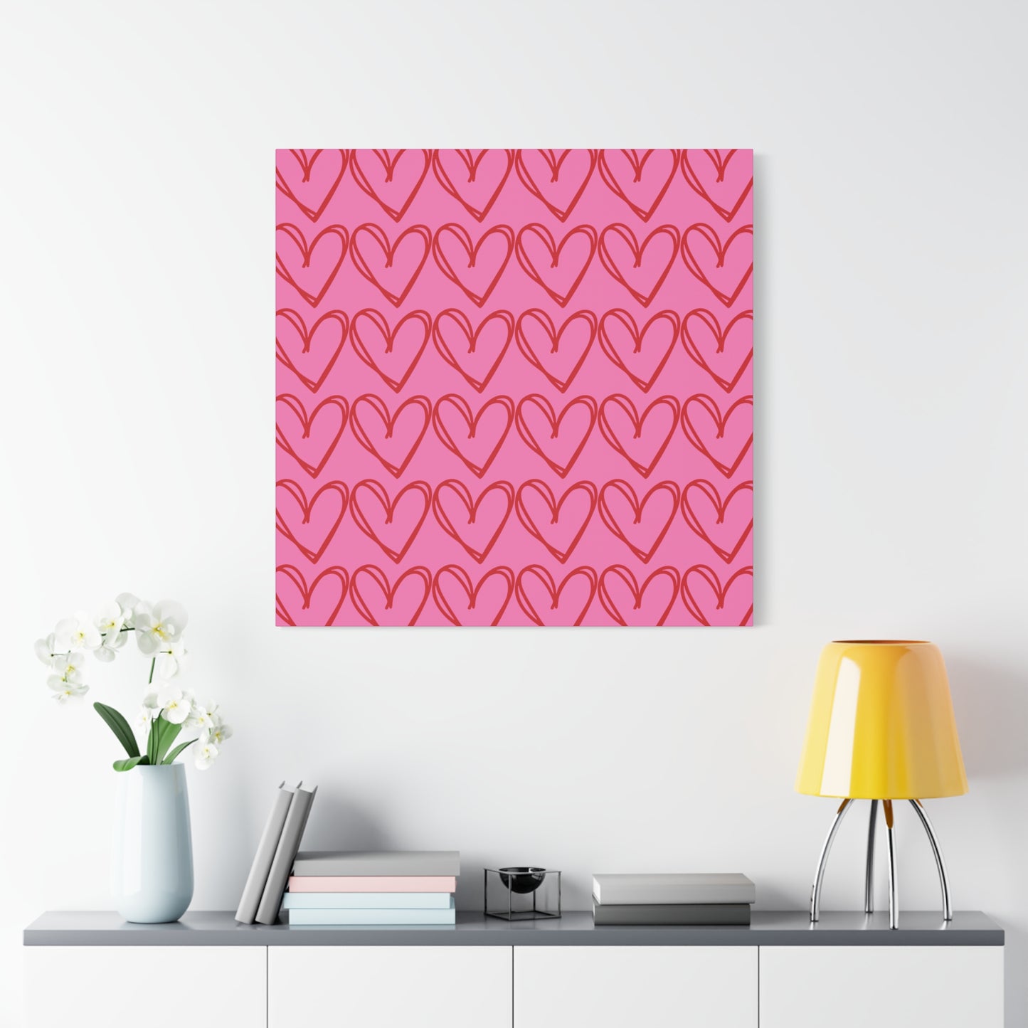 Canvas Wall Art - Pink and Red Hearts