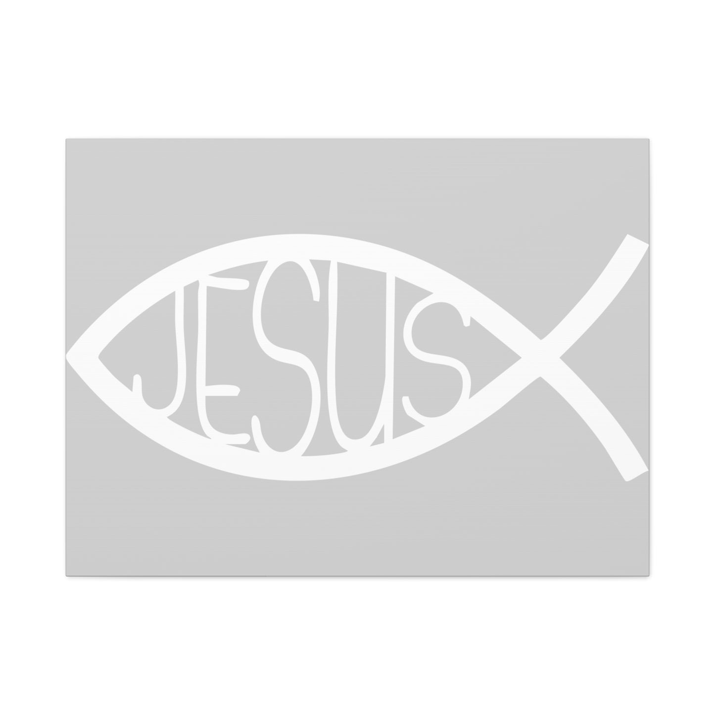 Grey and WhiteJesus Fish - Wall Art Canvas