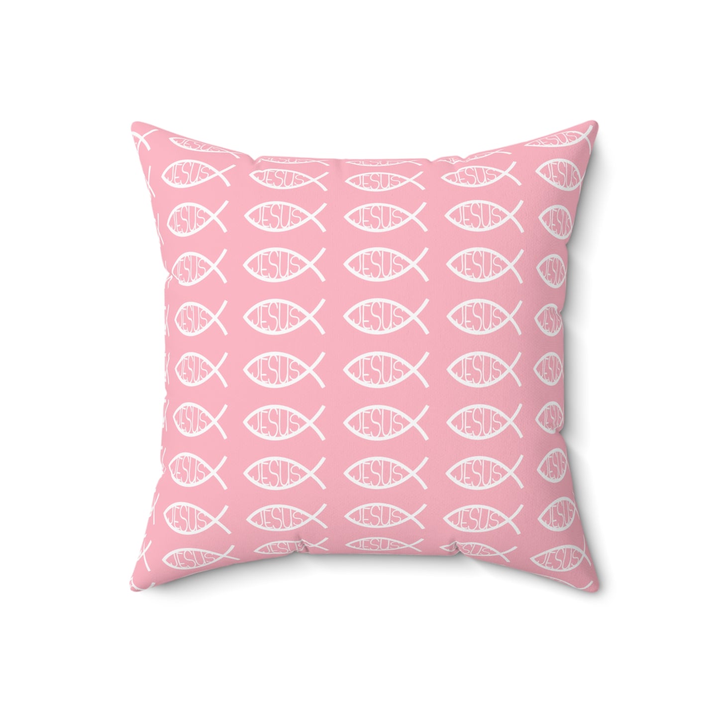Pink Decorative Throw Pillow - Jesus Fish Matching Design