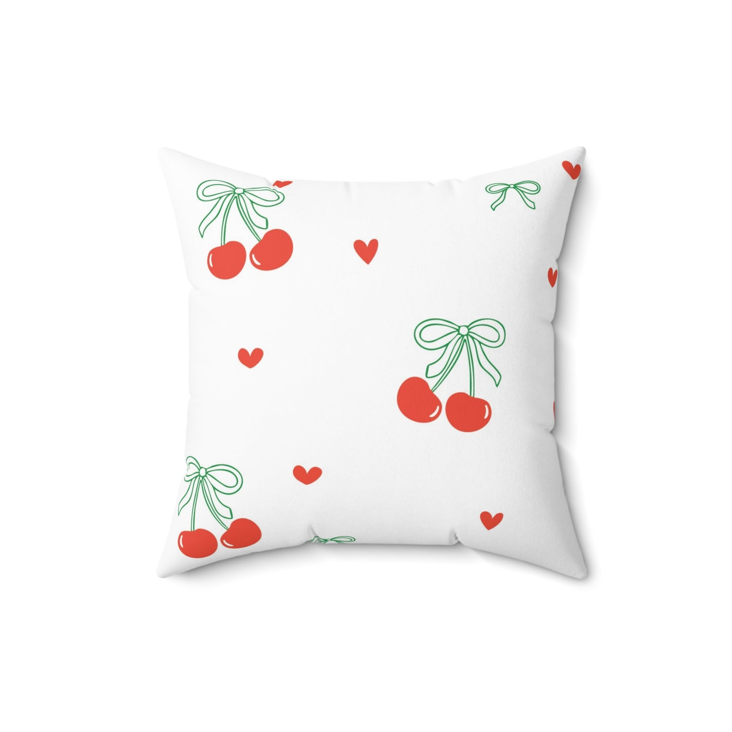 Decorative Throw Pillow - Bows + Cherries Print