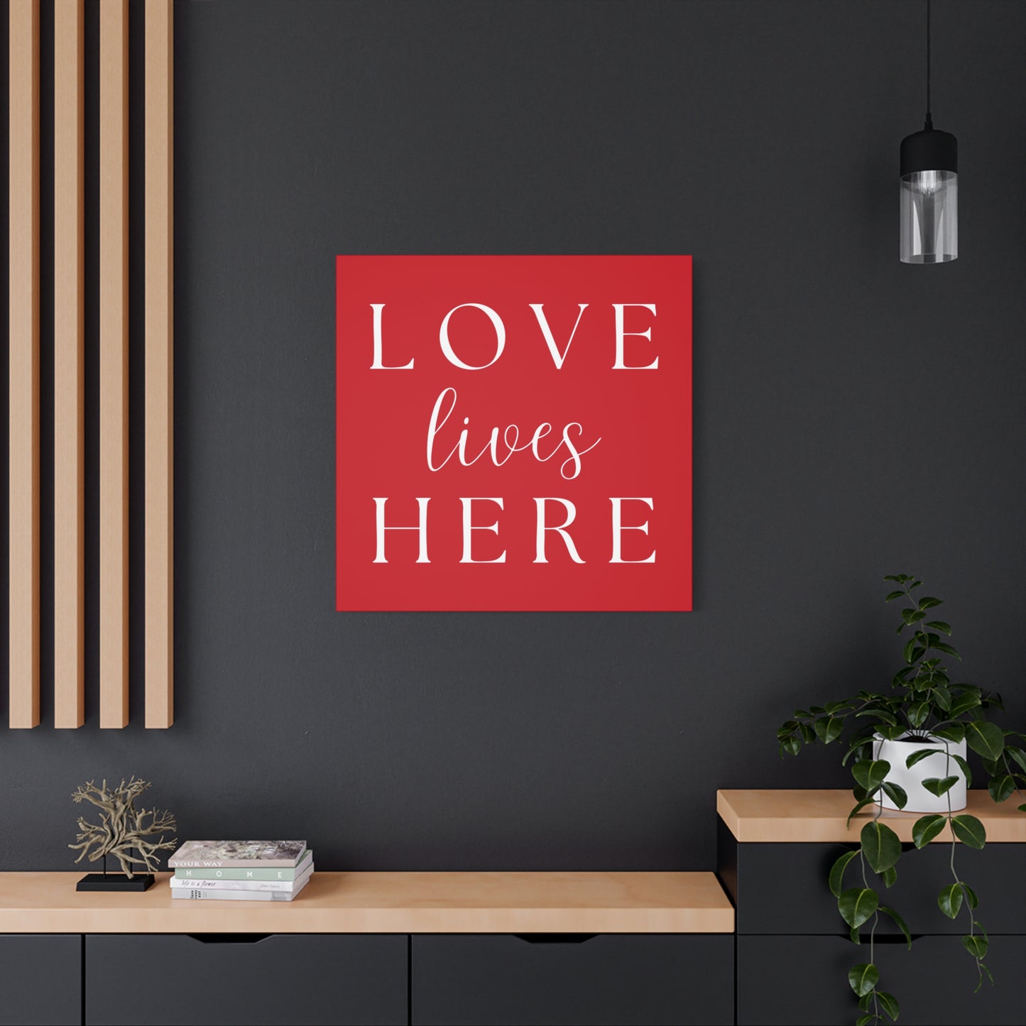 Red and White Wall Art Canvas - Love Lives Here