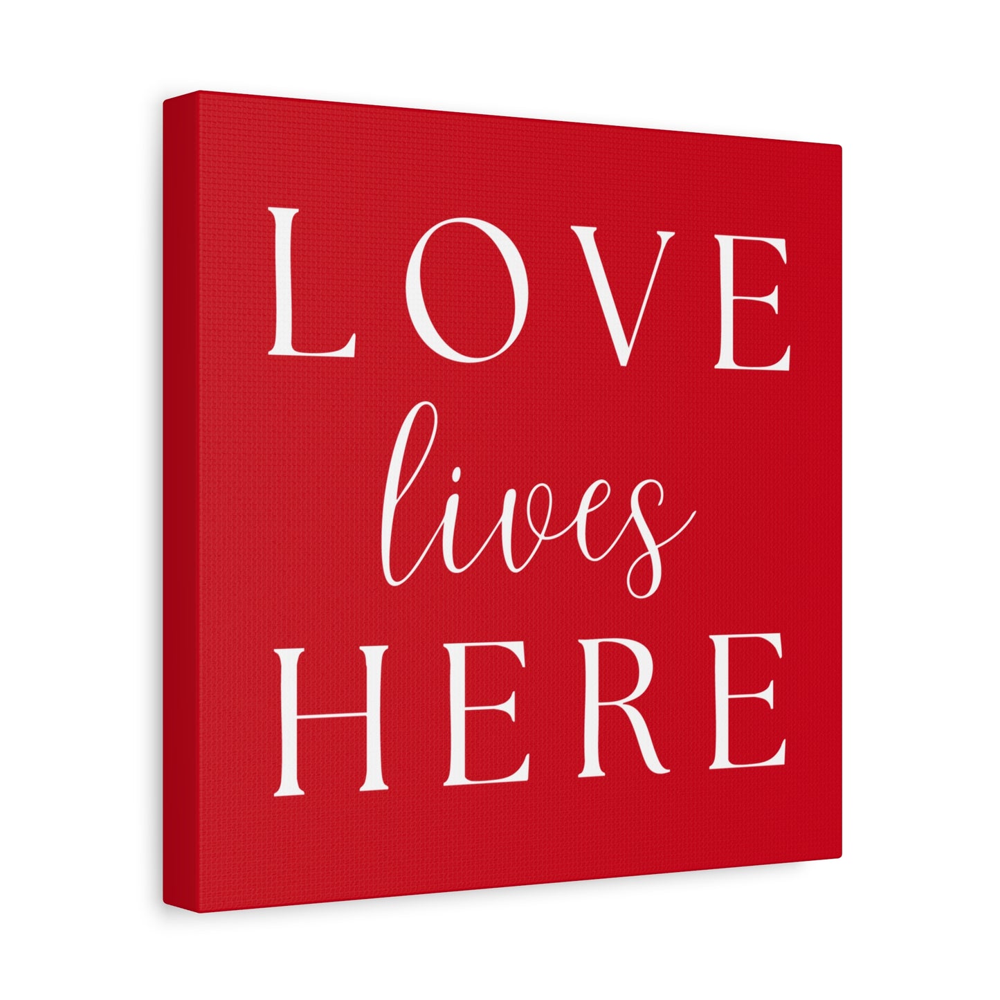 Red and White Wall Art Canvas - Love Lives Here