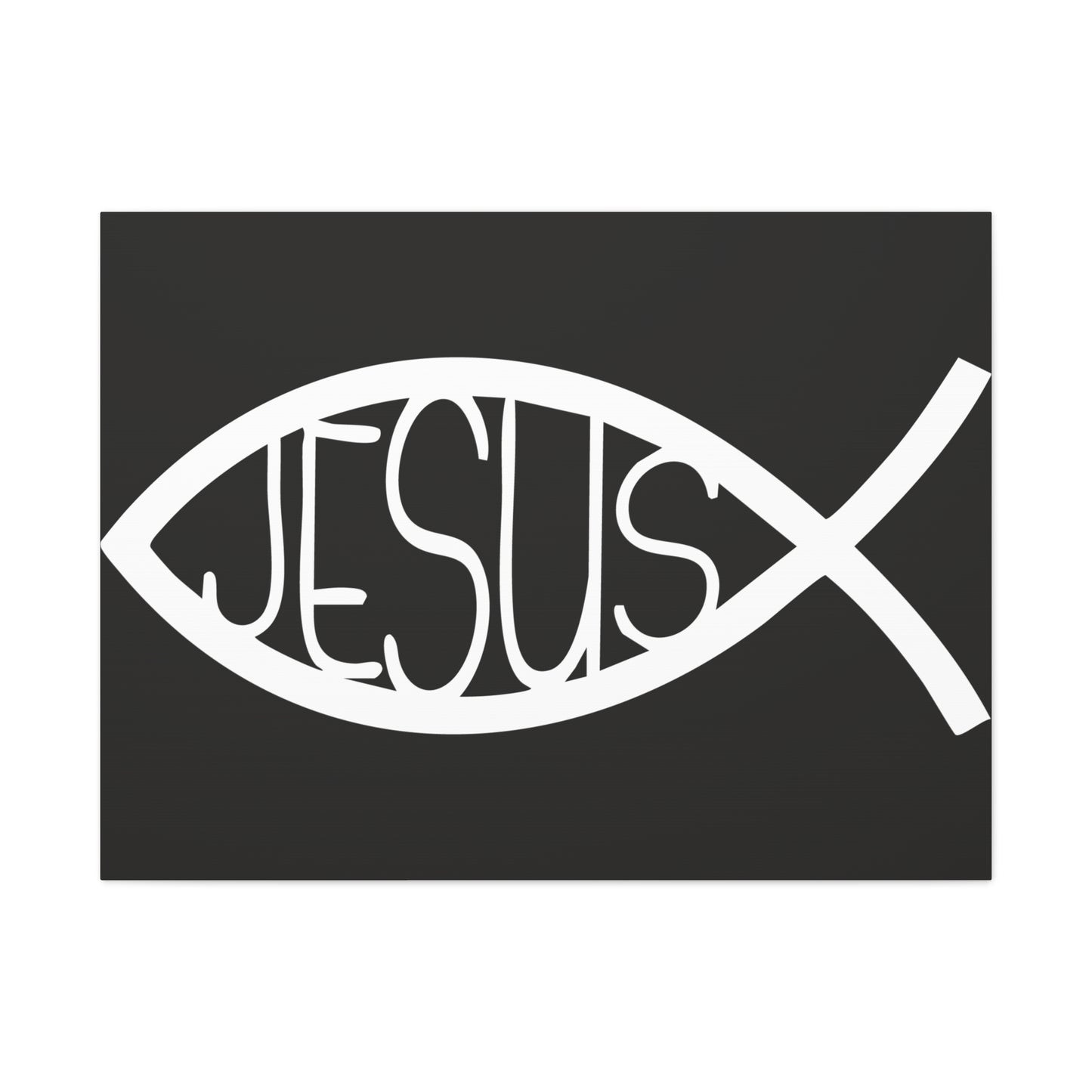 Black and White Jesus Fish - Wall Art Canvas