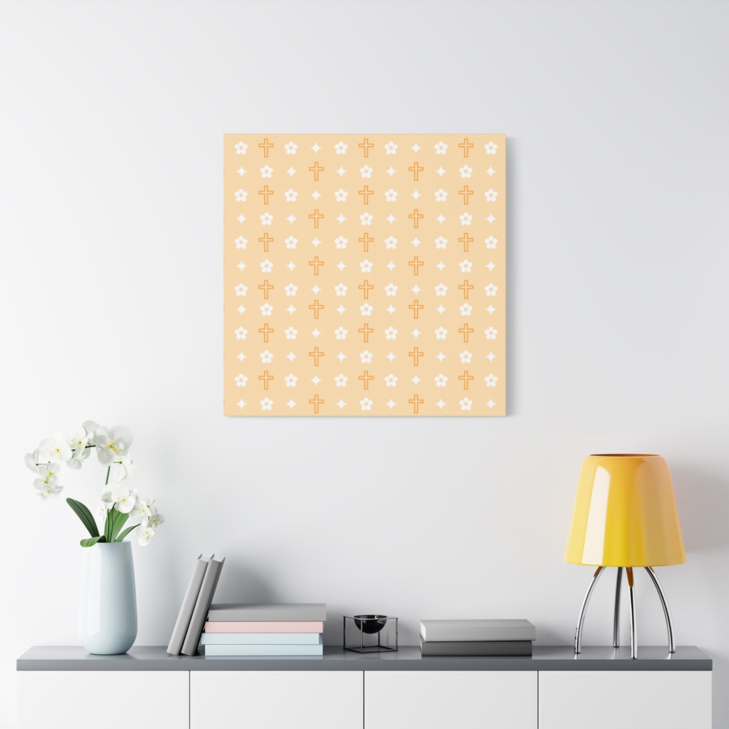 Wall Art Canvas - Creamsicle Daisy Cross Print