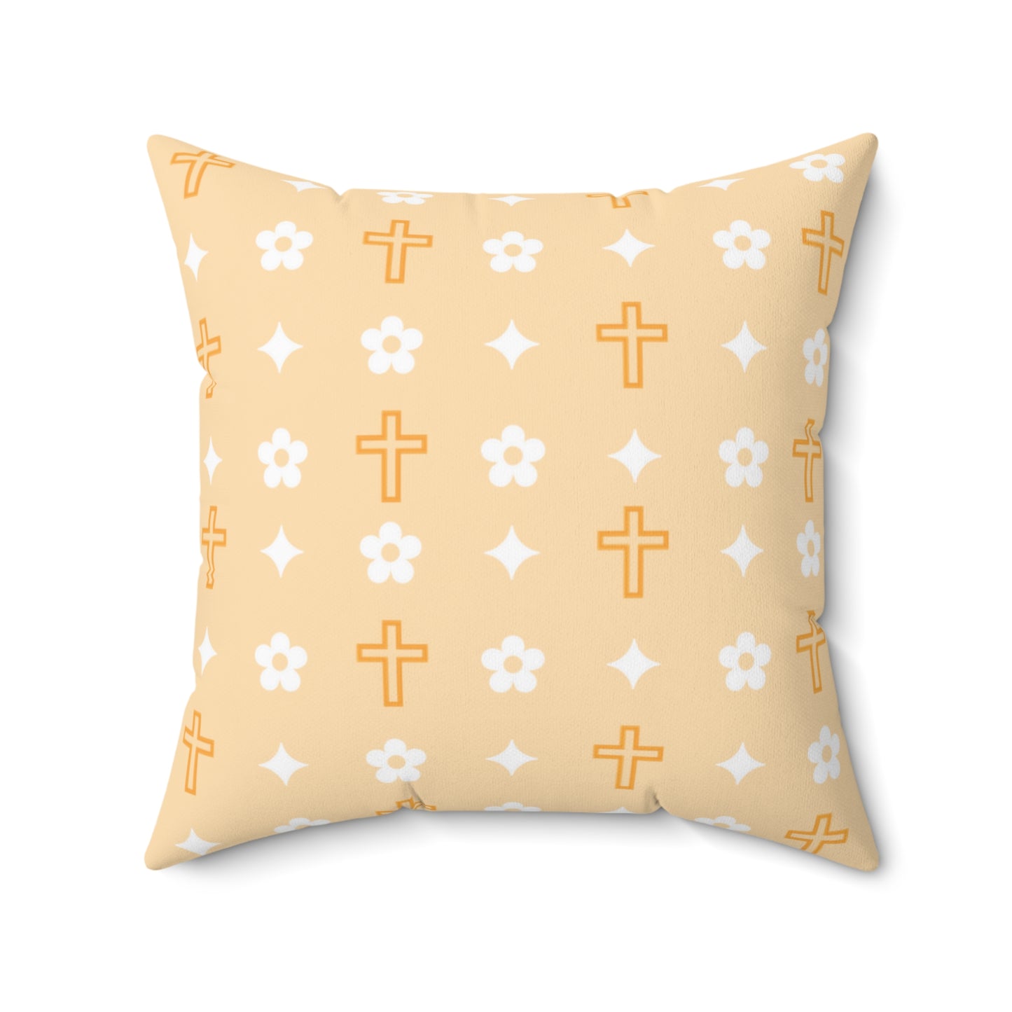 Decorative Throw Pillow - Creamsicle Daisy Cross Print