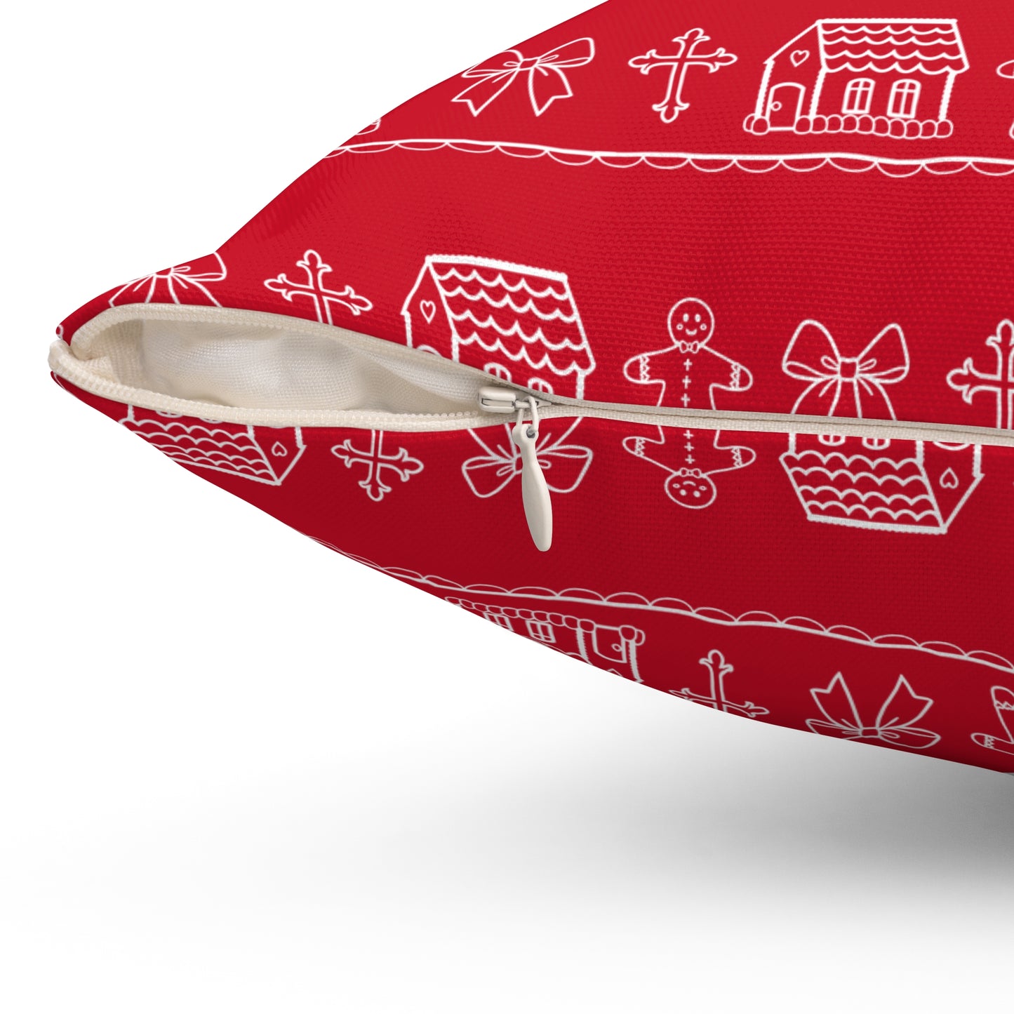 Dark Red Christmas Gingerbread Pillow