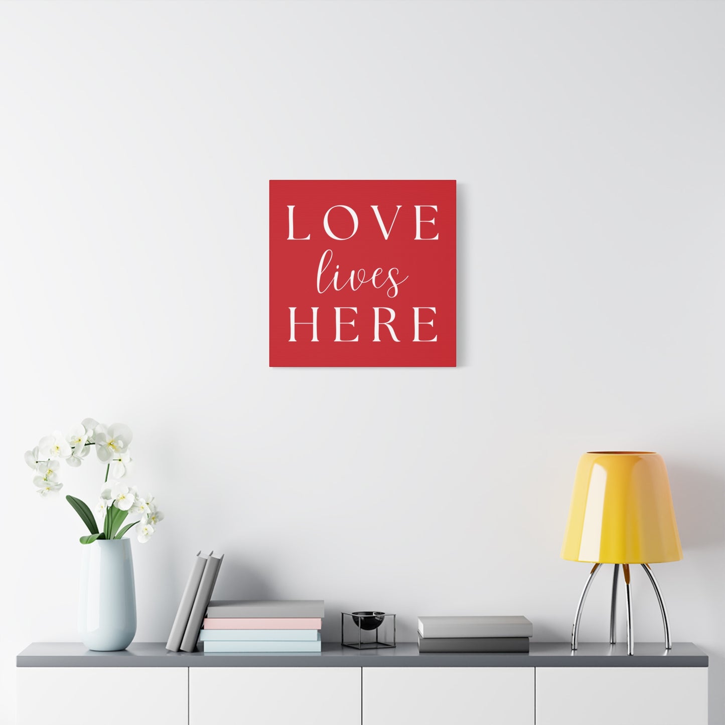 Red and White Wall Art Canvas - Love Lives Here