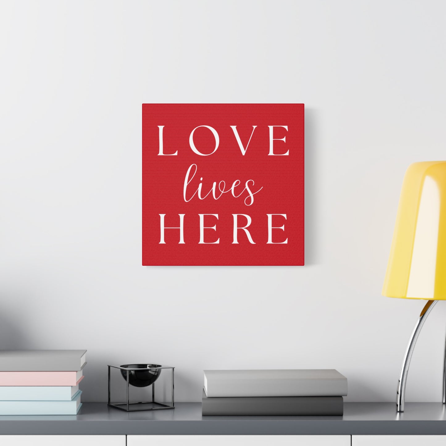 Red and White Wall Art Canvas - Love Lives Here