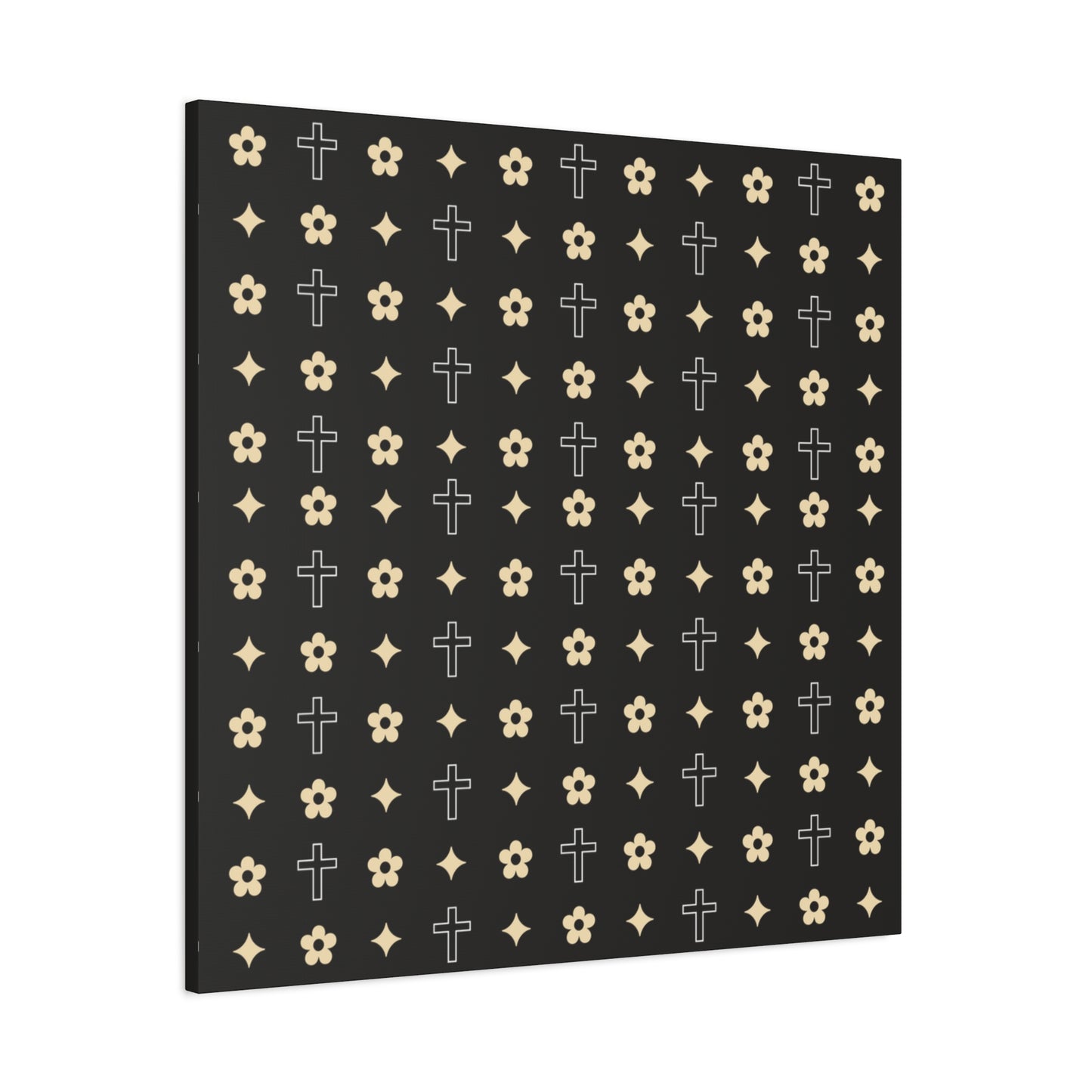 Wall Art Canvas - Black and White Daisy Cross Print