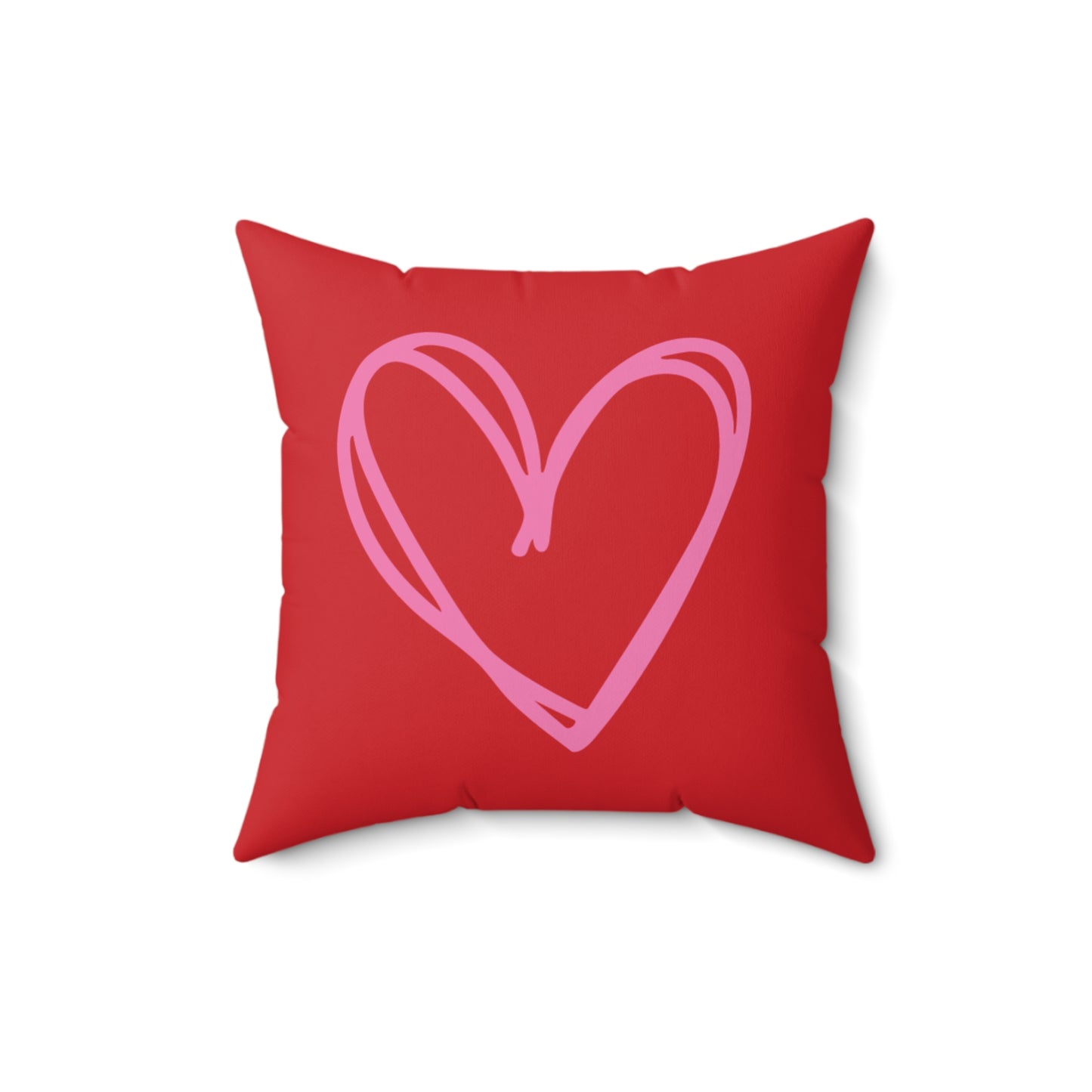 Scribbled Heart Red Pillow