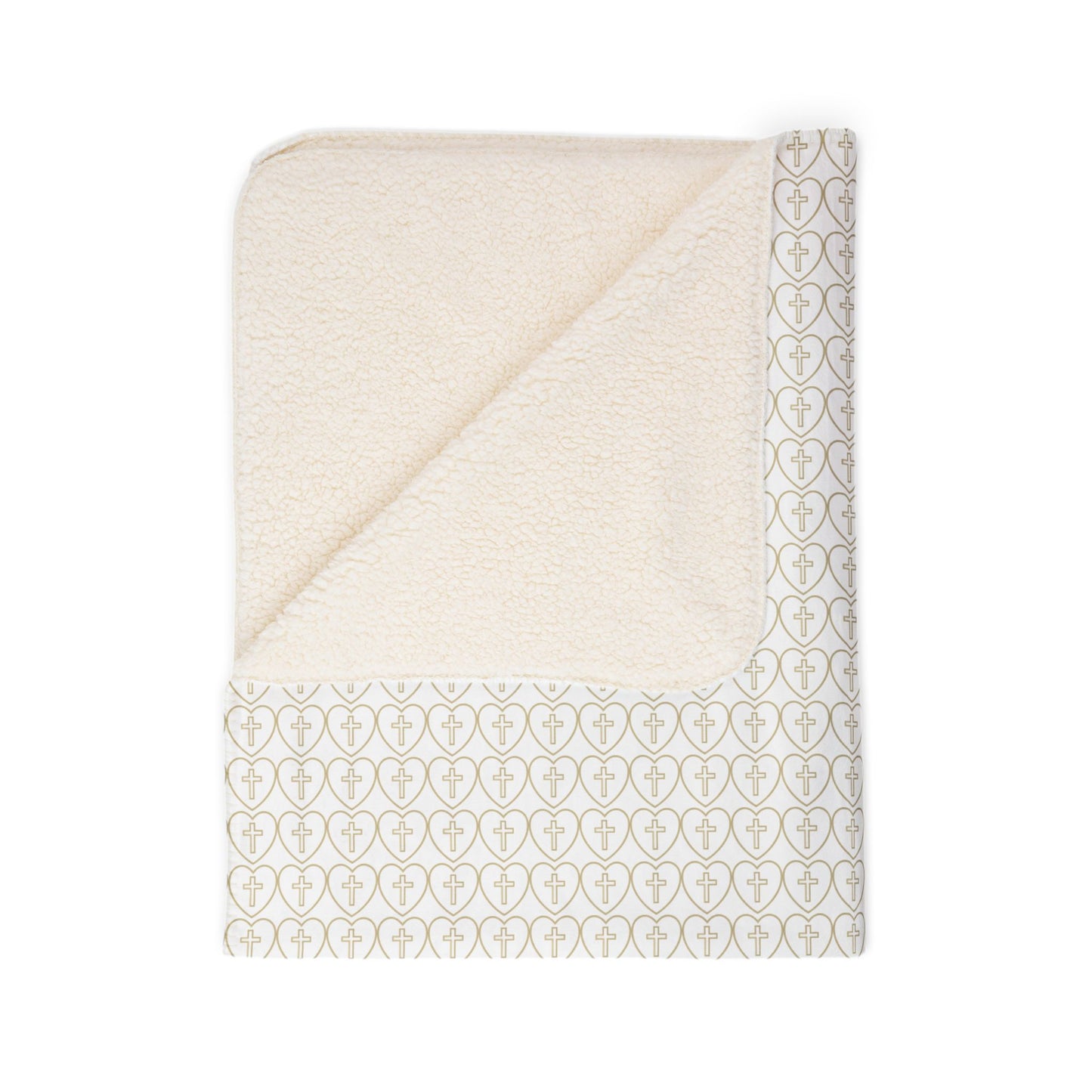 Hearts + Cross - Matching Cozy Fleece Sherpa Blanket