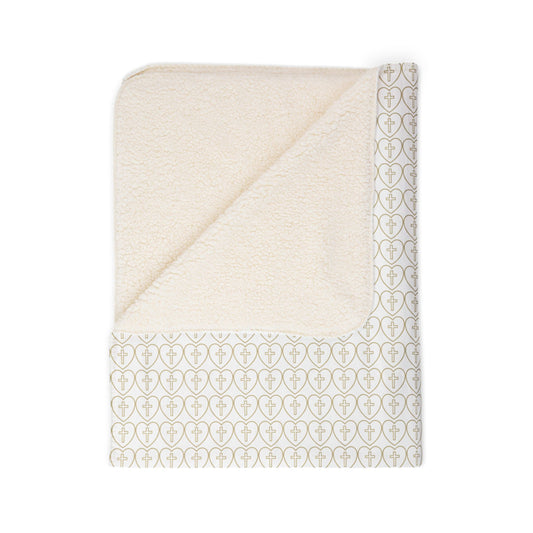 Hearts + Cross - Matching Cozy Fleece Sherpa Blanket