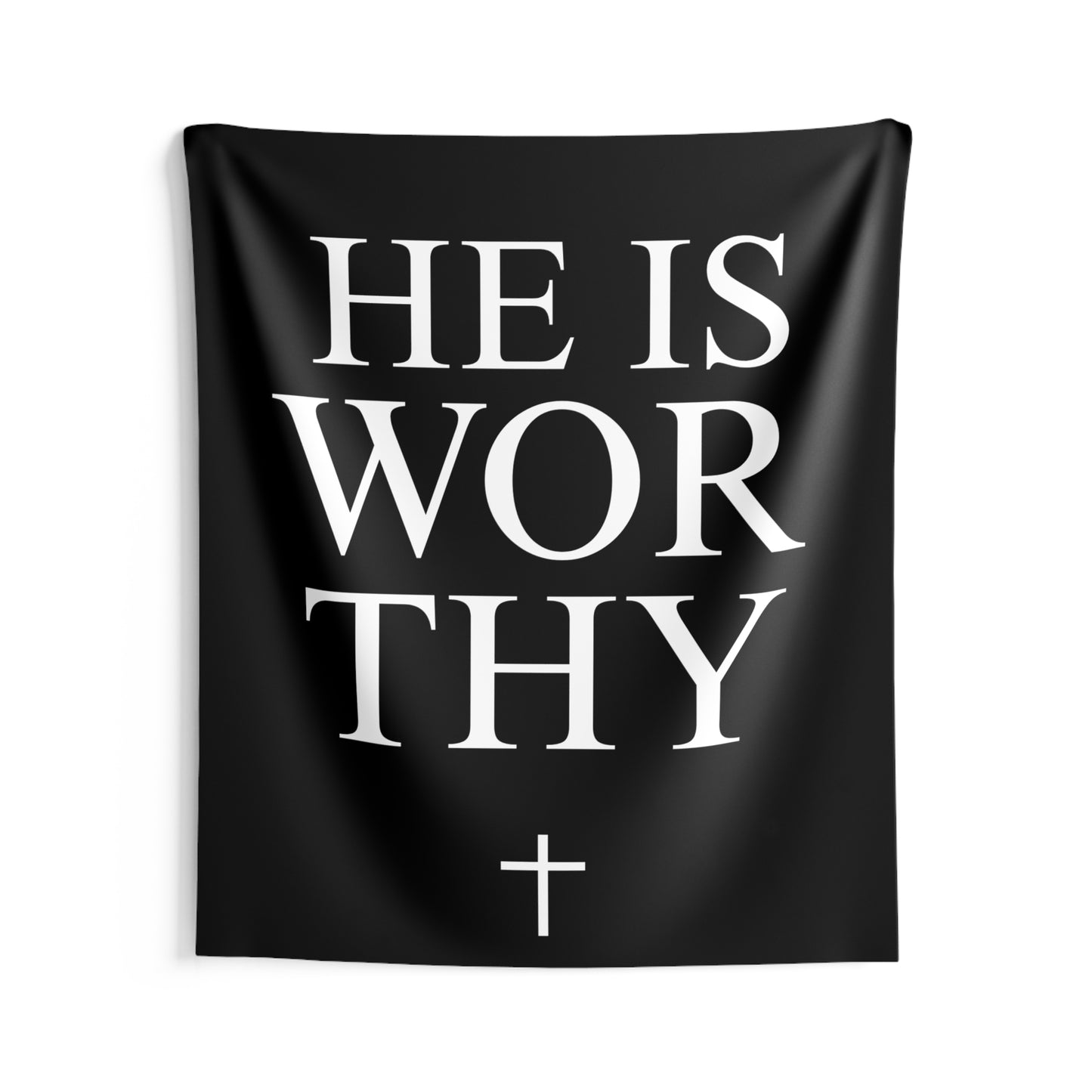 Motivational Indoor Wall Tapestry - Black and White "He is Worthy"