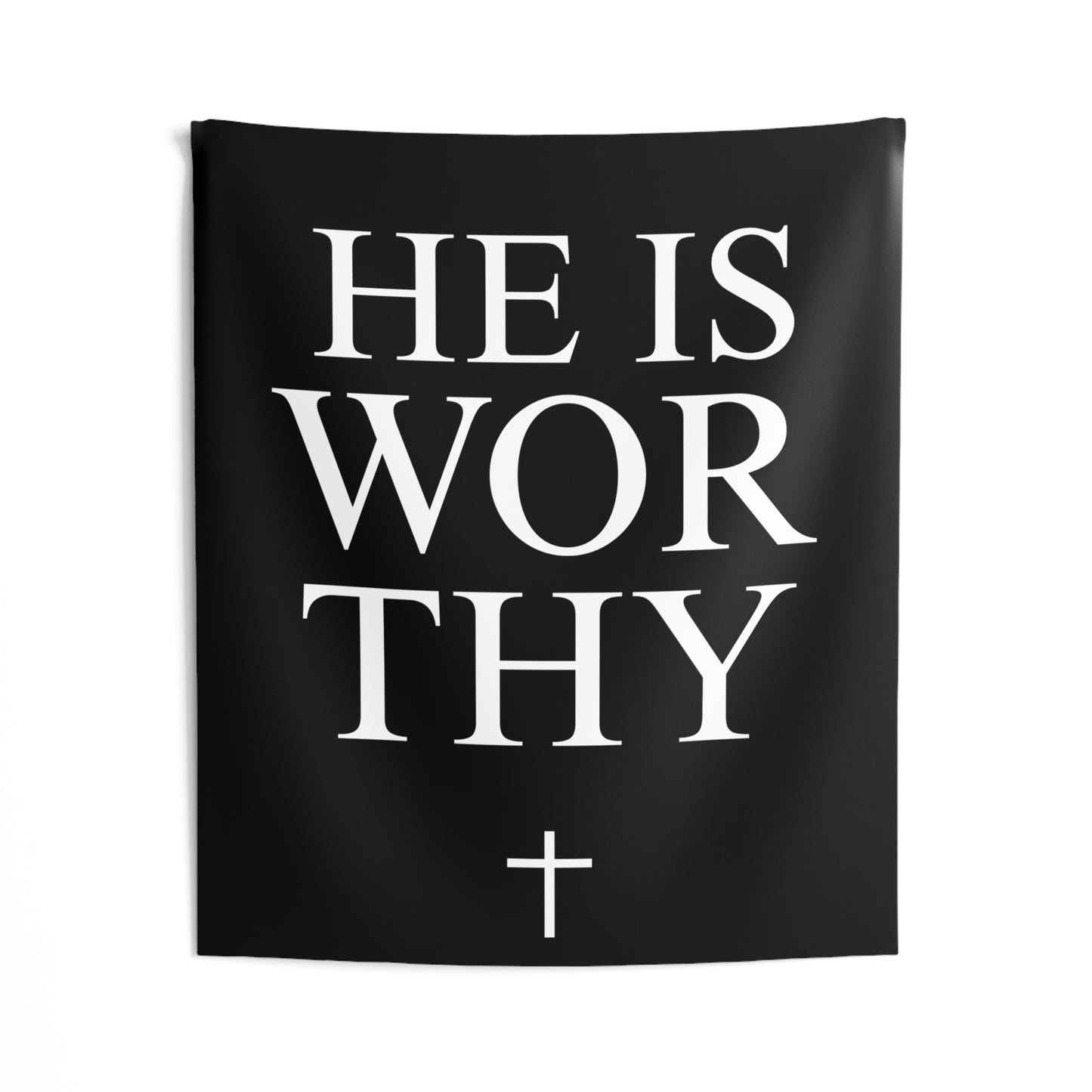 Motivational Indoor Wall Tapestry - Black and White "He is Worthy"
