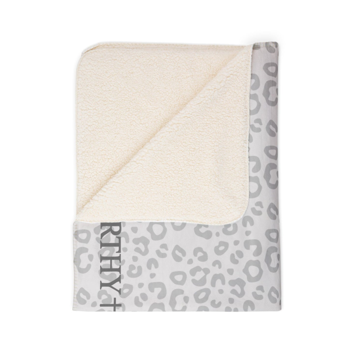 Light Grey Worthy Leopard Cozy Fleece Sherpa Blanket