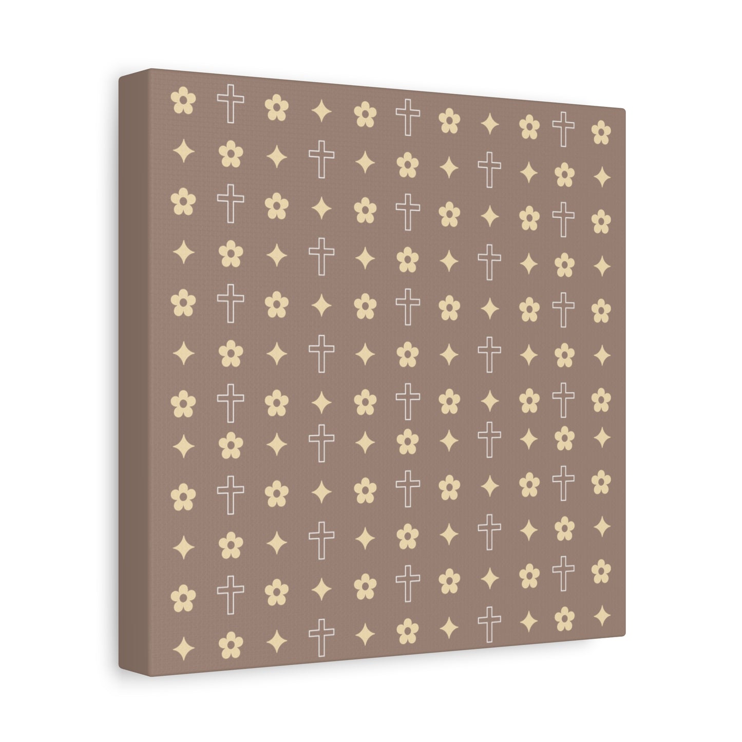 Wall Art Canvas - Mocha Cream Daisy Cross Print