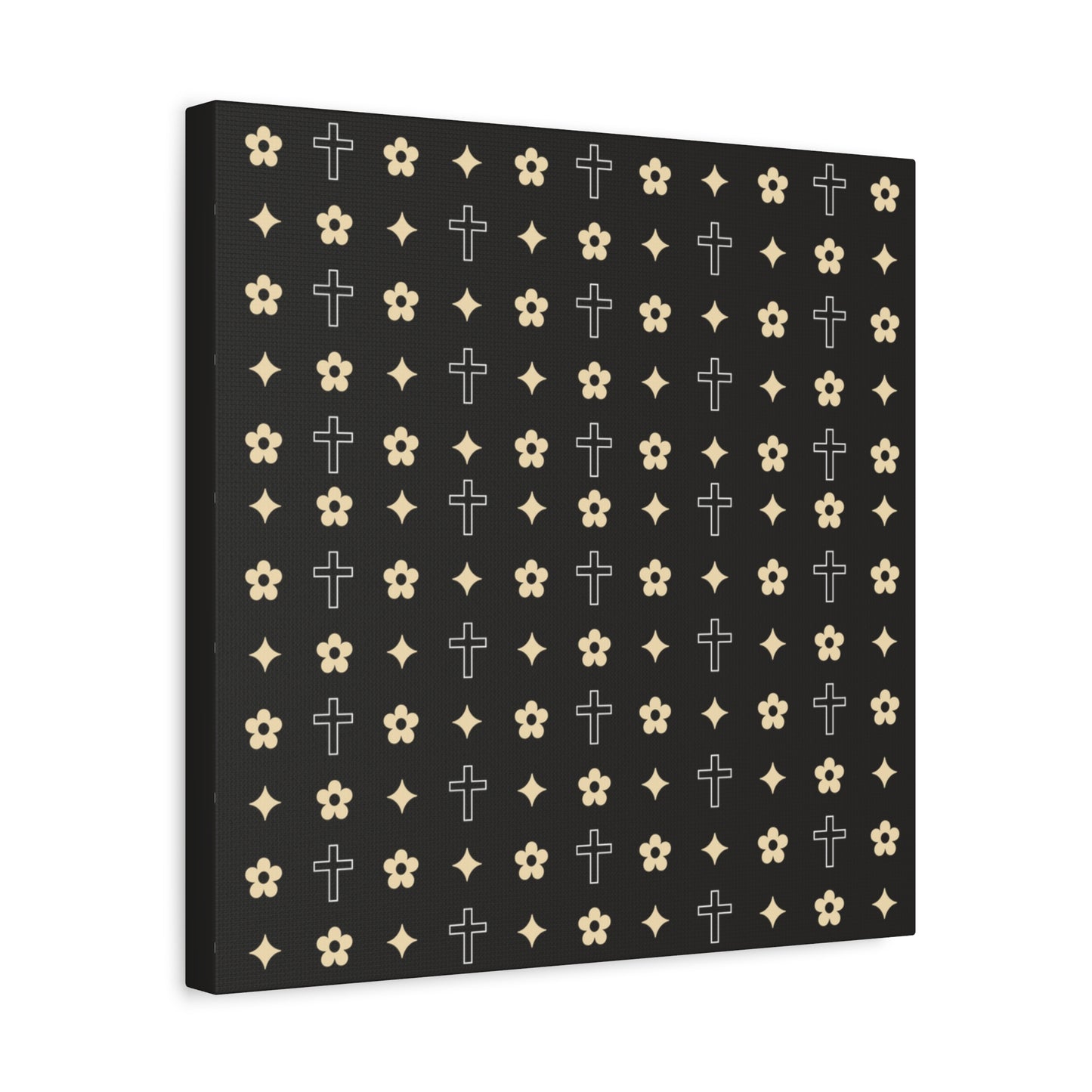 Wall Art Canvas - Black and White Daisy Cross Print