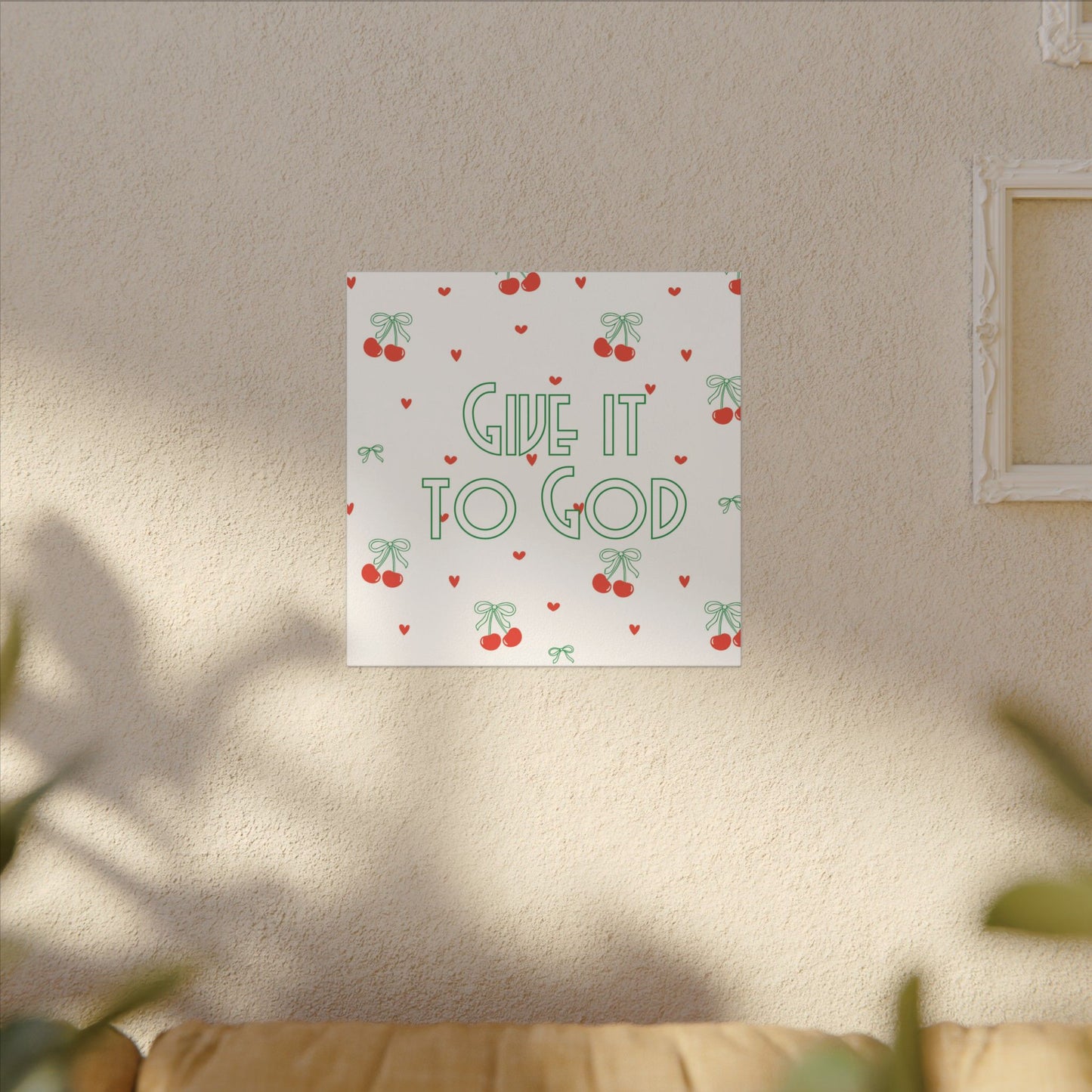 Canvas Artwork - Bows + Cherries "Give it to God"