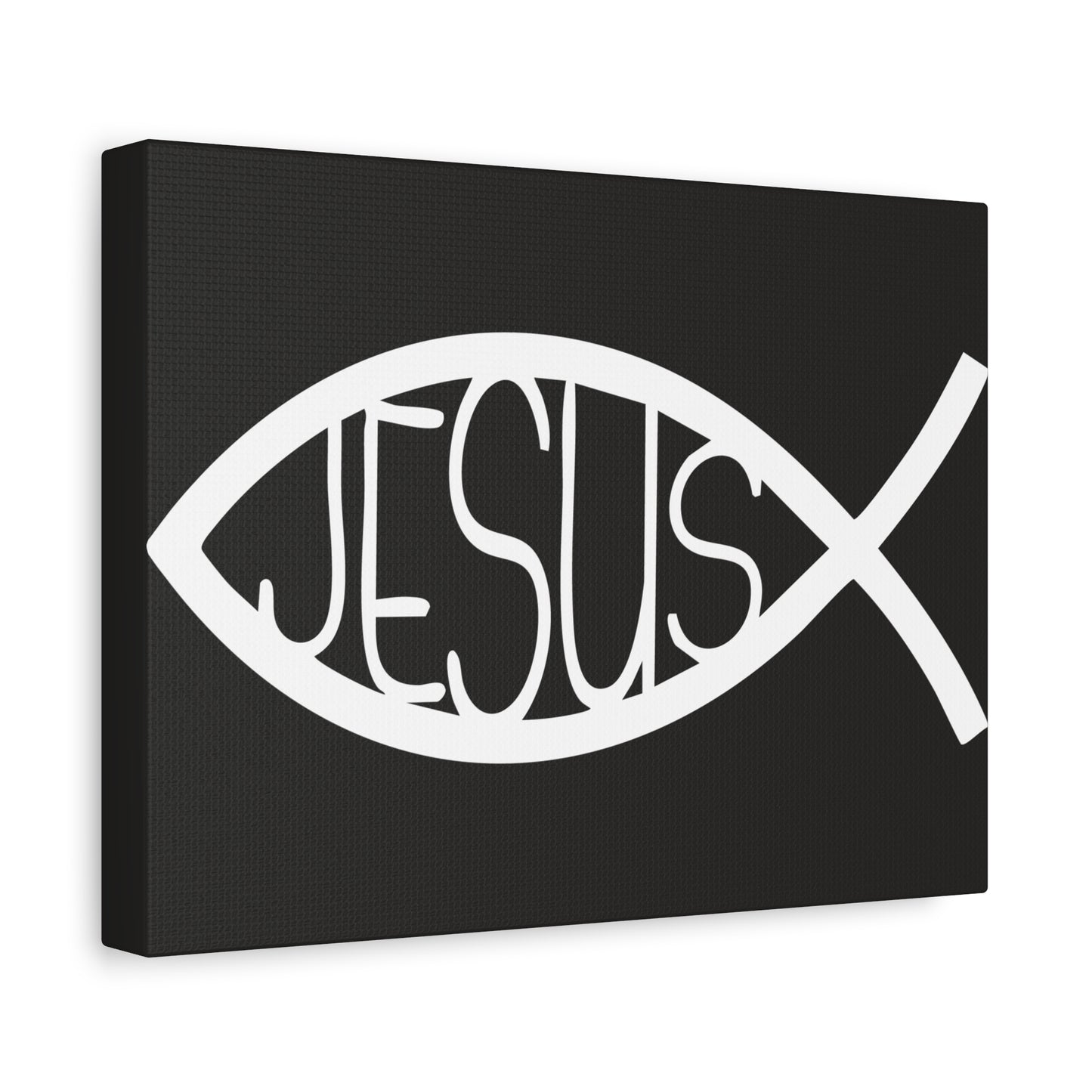 Black and White Jesus Fish - Wall Art Canvas