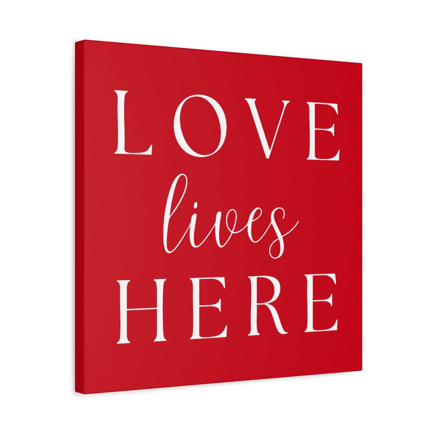 Red and White Wall Art Canvas - Love Lives Here