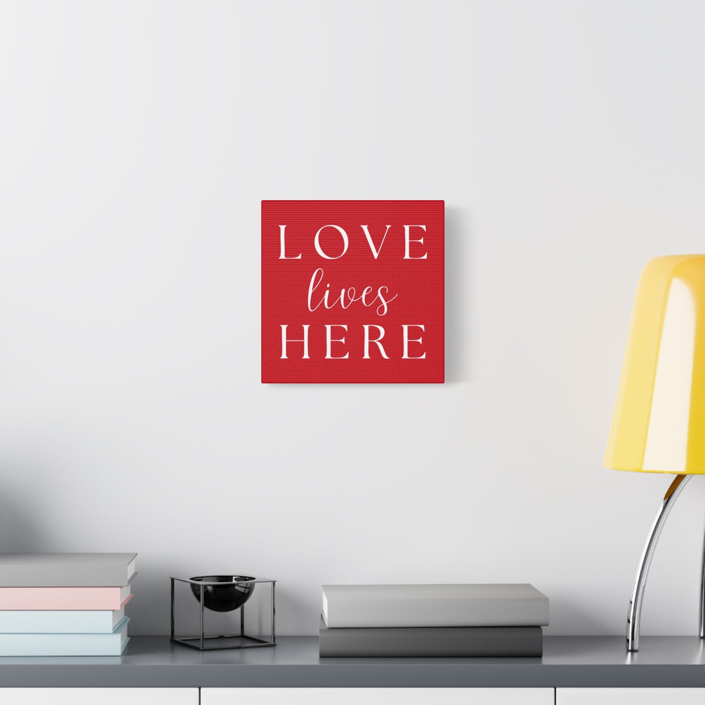 Red and White Wall Art Canvas - Love Lives Here