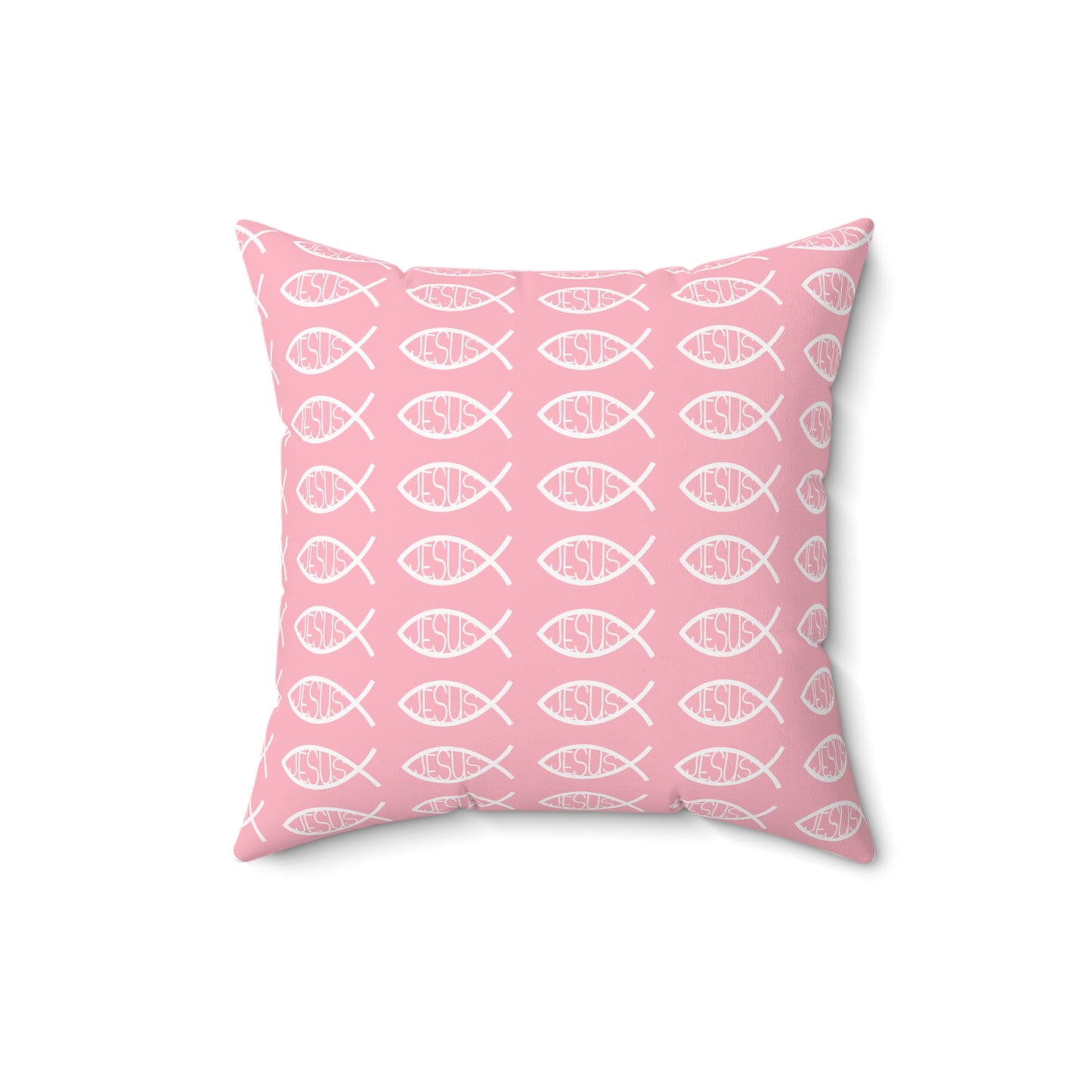 Pink Decorative Throw Pillow - Jesus Fish Matching Design