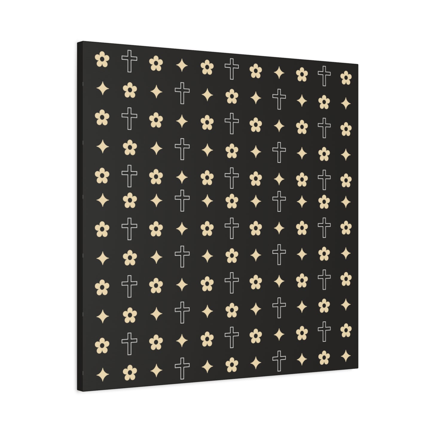 Wall Art Canvas - Black and White Daisy Cross Print