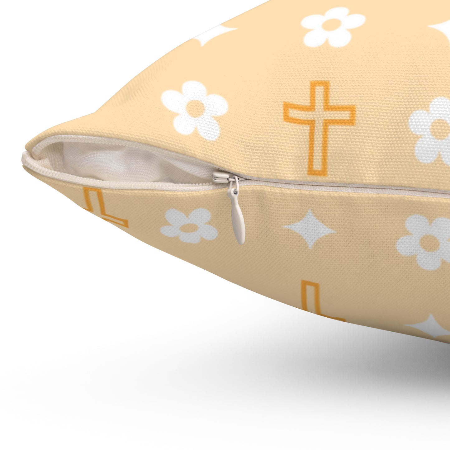 Decorative Throw Pillow - Creamsicle Daisy Cross Print