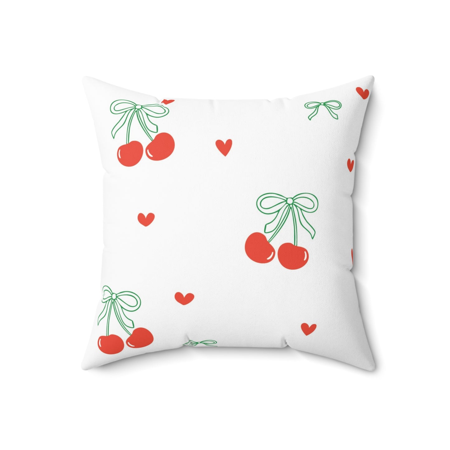 Decorative Throw Pillow - Bows + Cherries Print