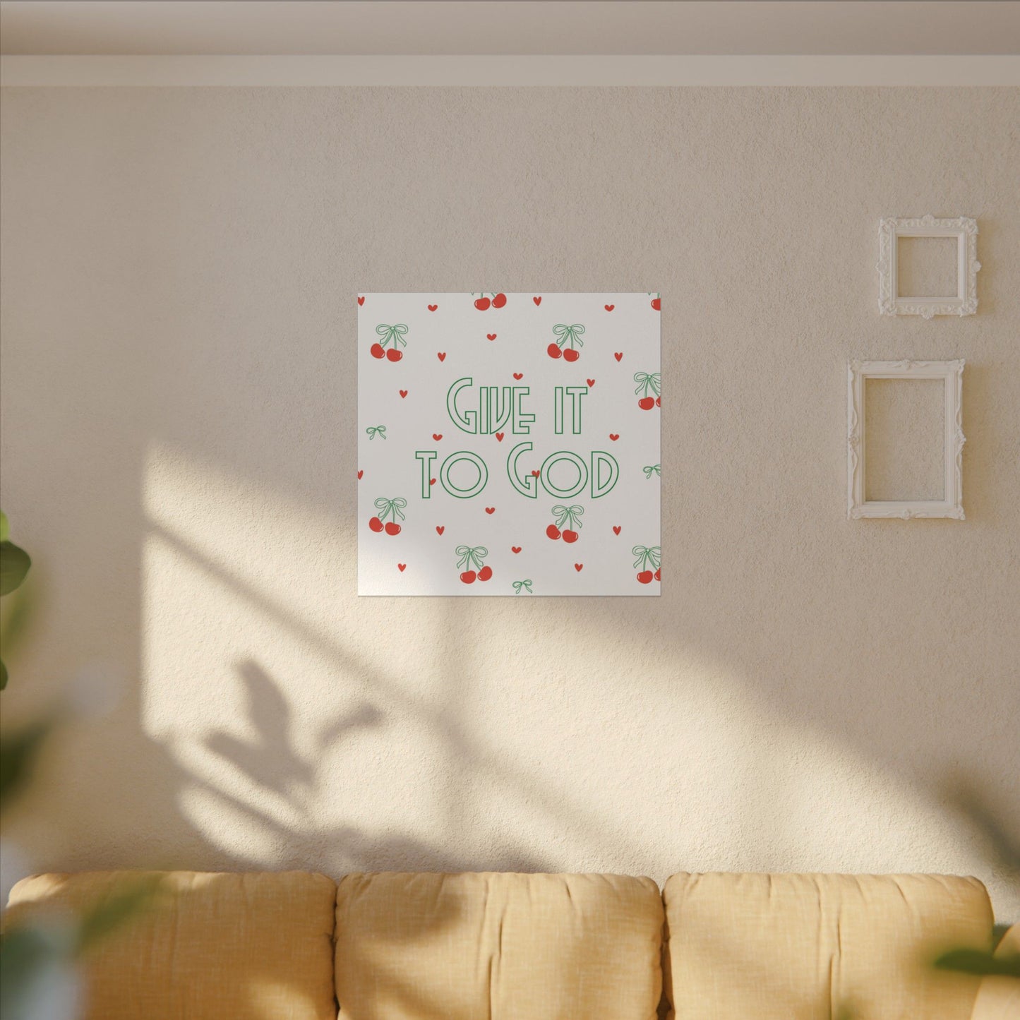 Canvas Artwork - Bows + Cherries "Give it to God"