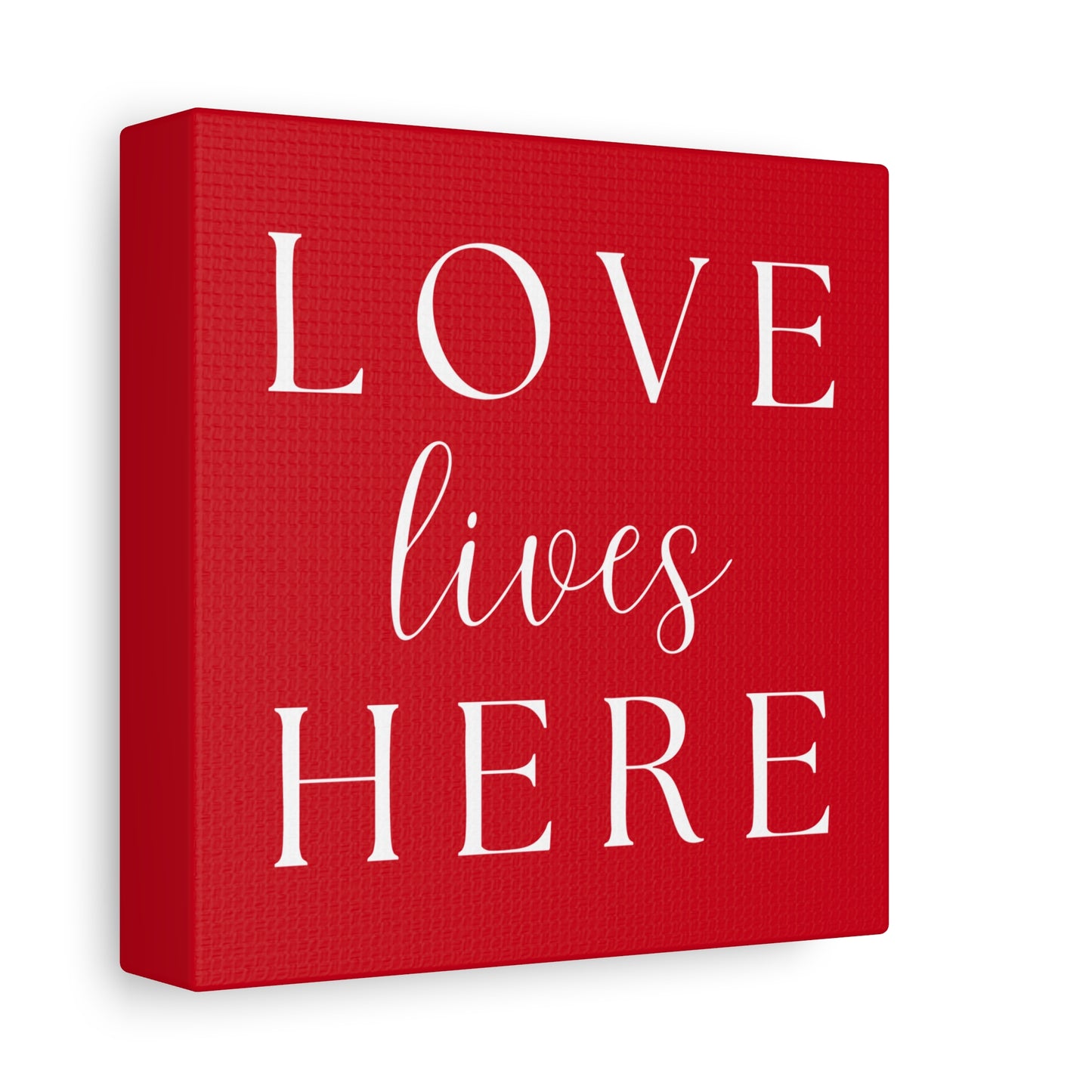 Red and White Wall Art Canvas - Love Lives Here