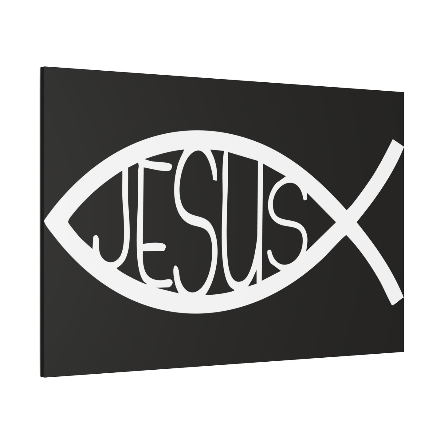 Black and White Jesus Fish - Wall Art Canvas