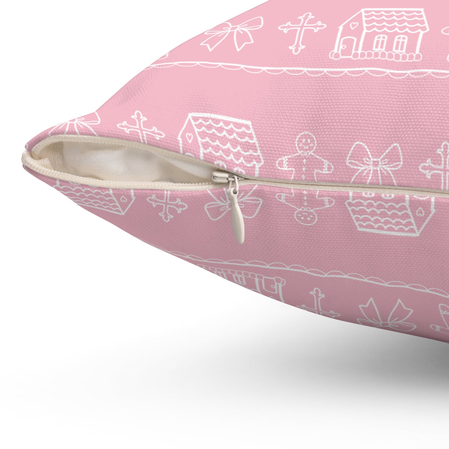 Pink Christmas Gingerbread Pillow