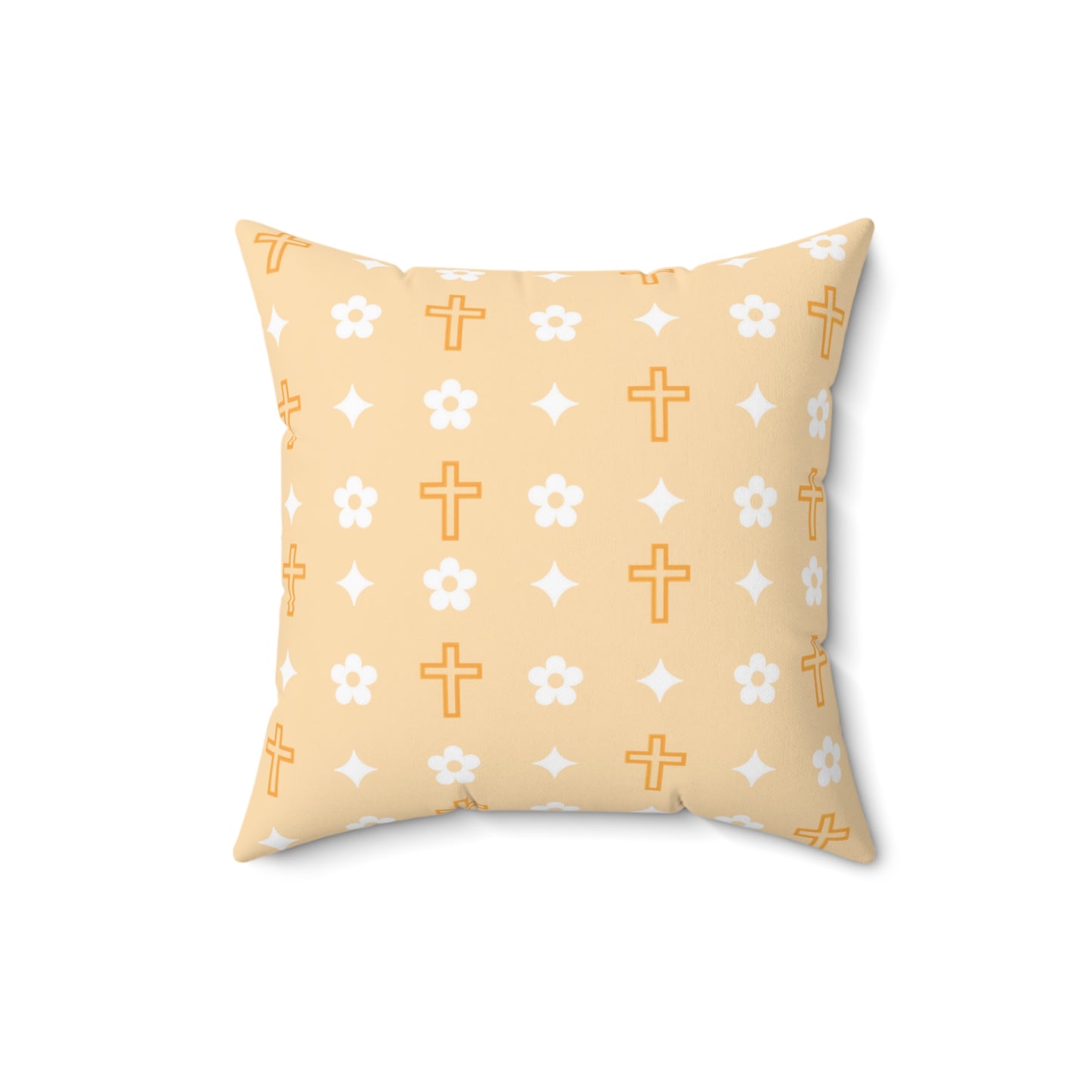 Decorative Throw Pillow - Creamsicle Daisy Cross Print