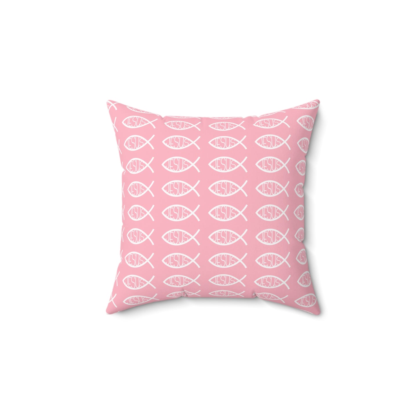 Pink Decorative Throw Pillow - Jesus Fish Matching Design