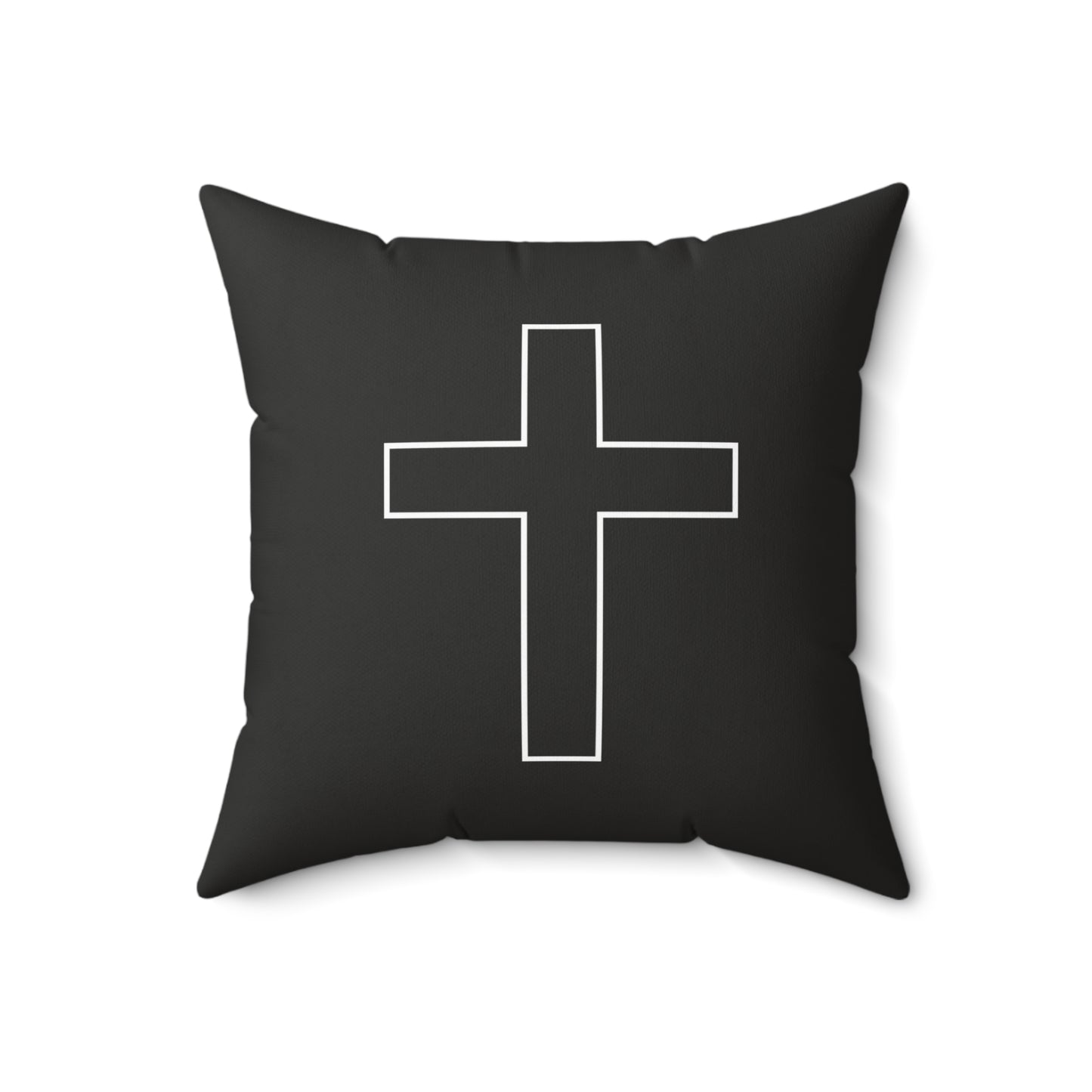 Black Square Pillow - Minimalist Cross Outline Decorative Throw Pillow