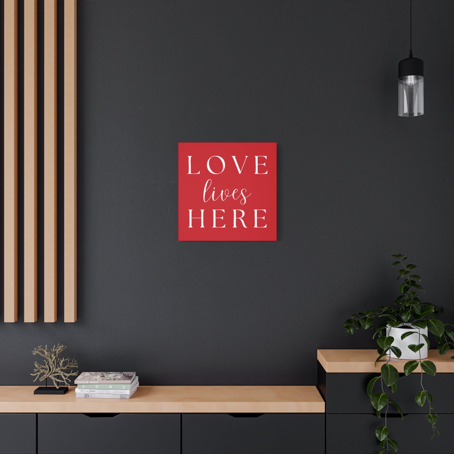 Red and White Wall Art Canvas - Love Lives Here